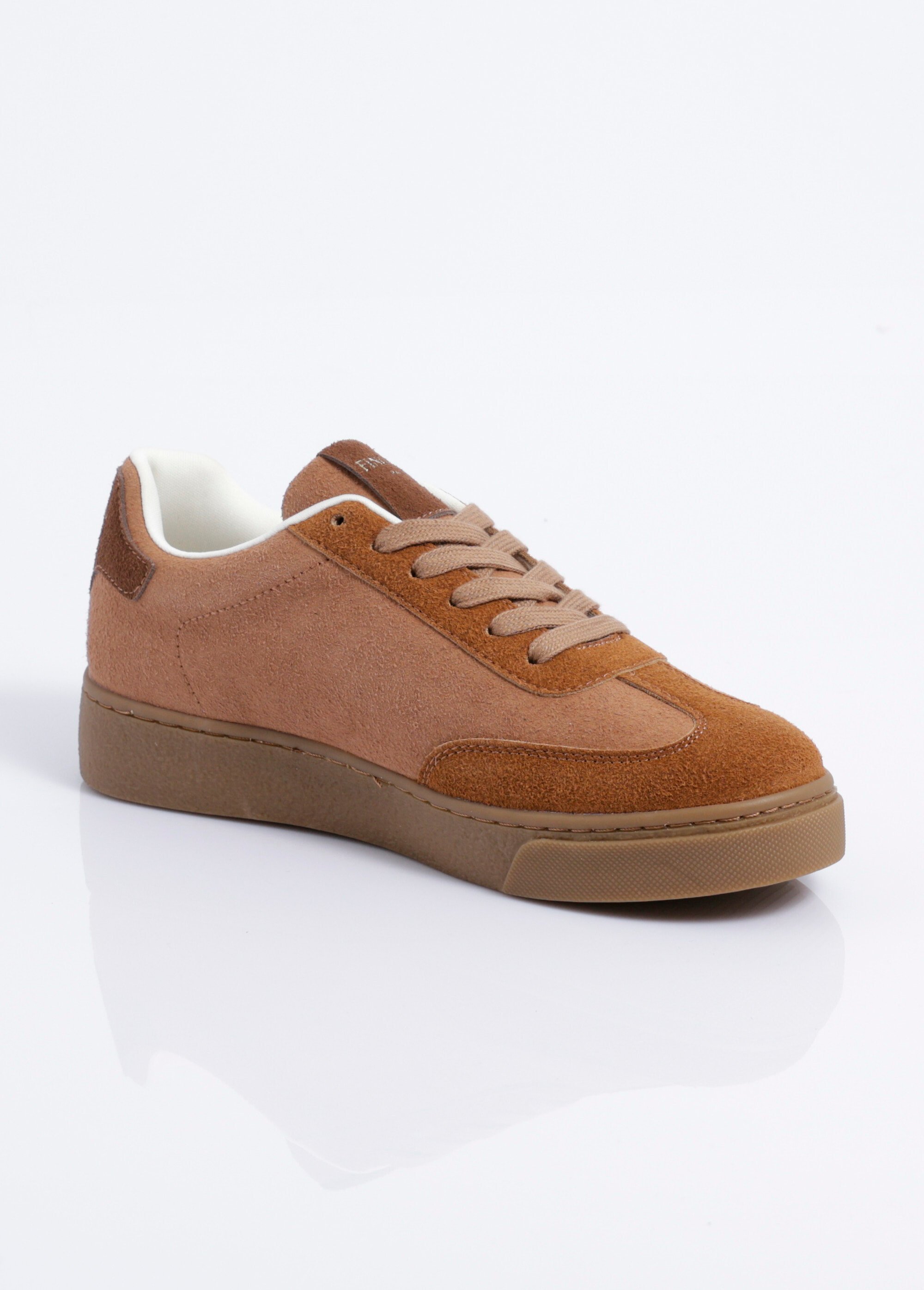 Sneakers en suédine détail fourrure Femme Marron COVFY1091 DE2