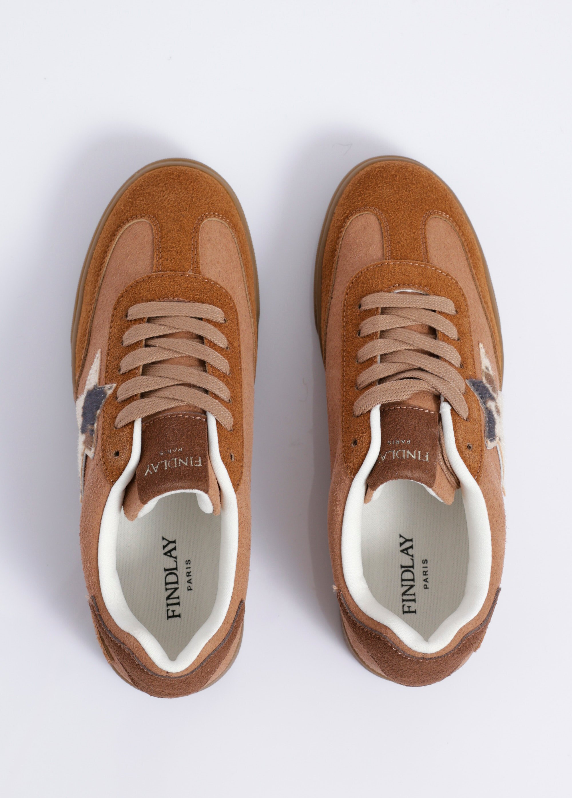 Sneakers en suédine détail fourrure Femme Marron COVFY1091 OV1