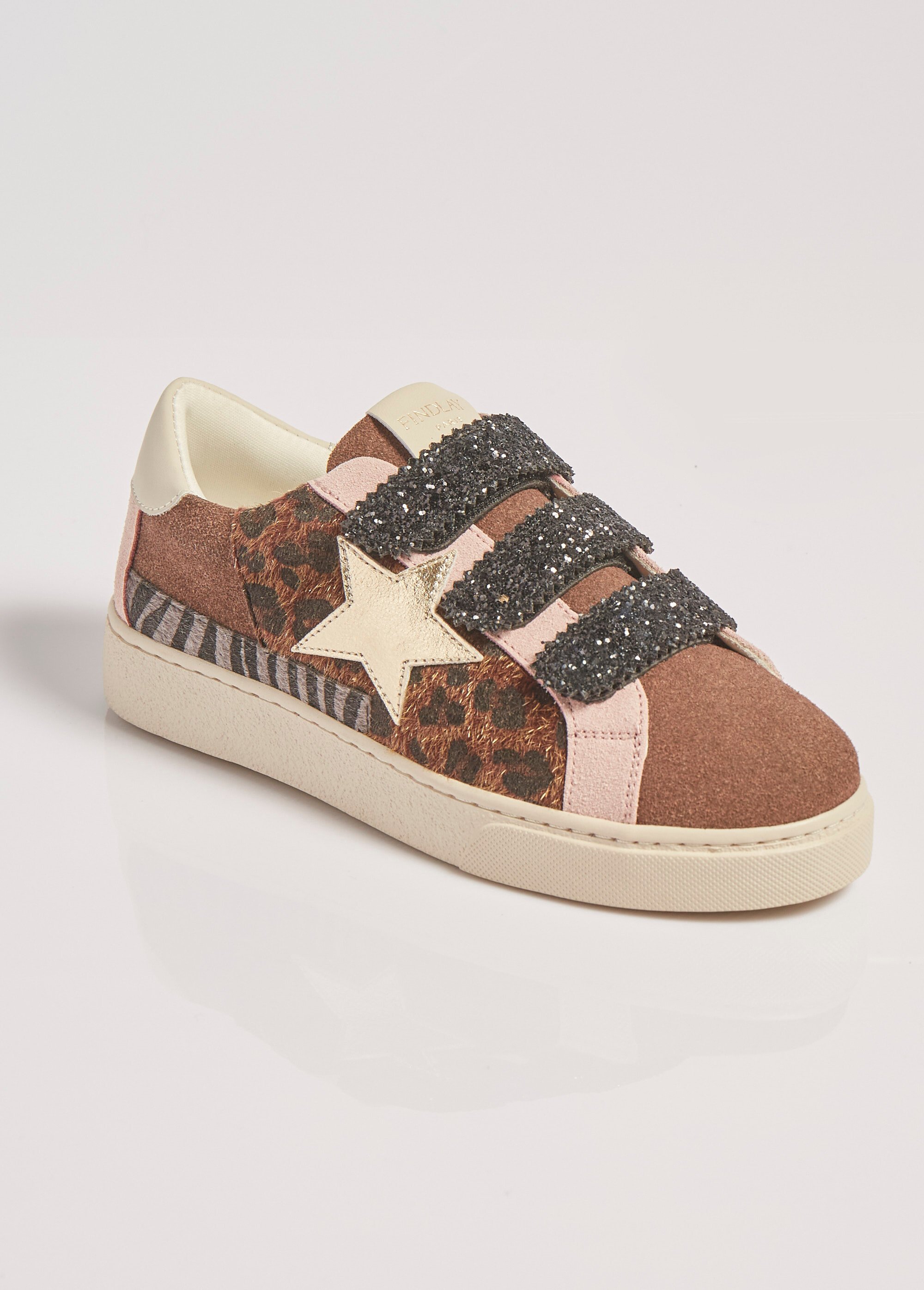 Sneakers multimatières à scratchs Femme Rose COVFY1099 FA1