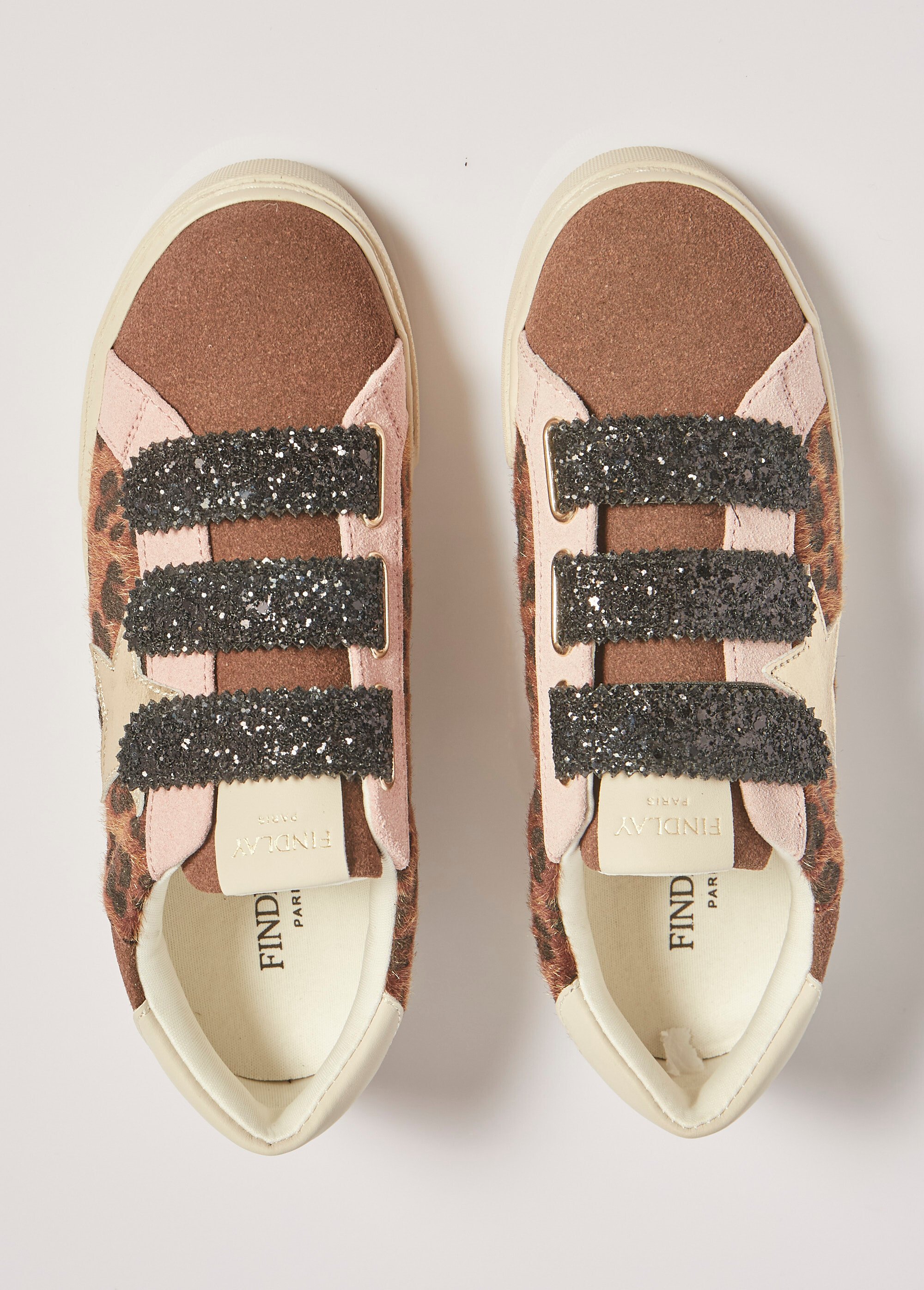 Sneakers multimatières à scratchs Femme Rose COVFY1099 OV1