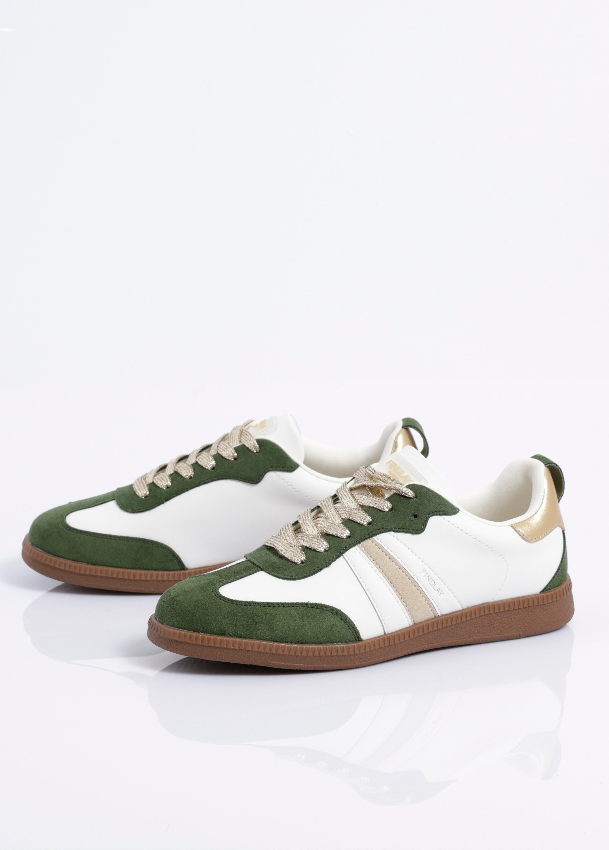 Sneakers style rétro avec lacets dorés Femme Vert COVFY1001 DE1