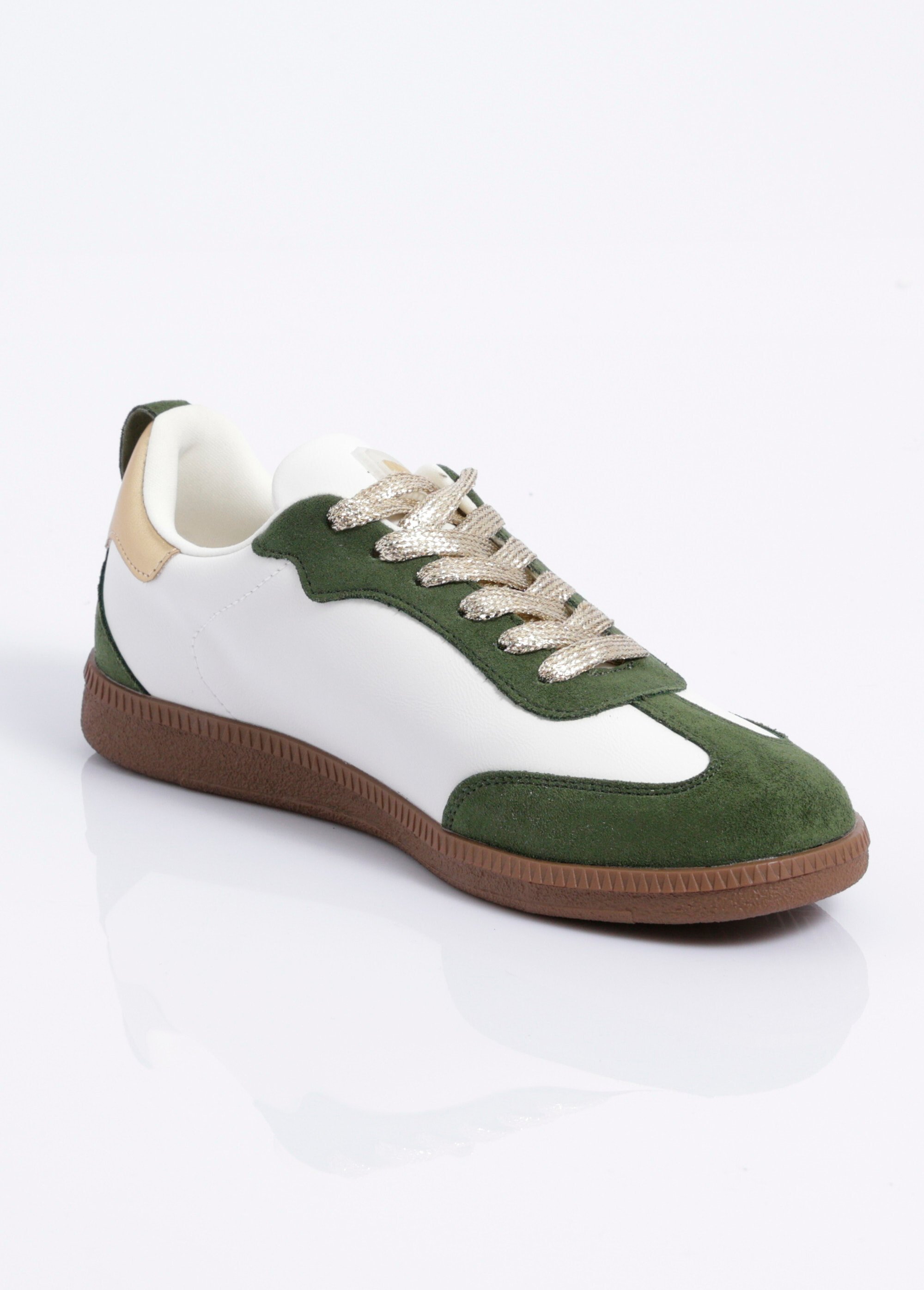Sneakers style rétro avec lacets dorés Femme Vert COVFY1001 DE2
