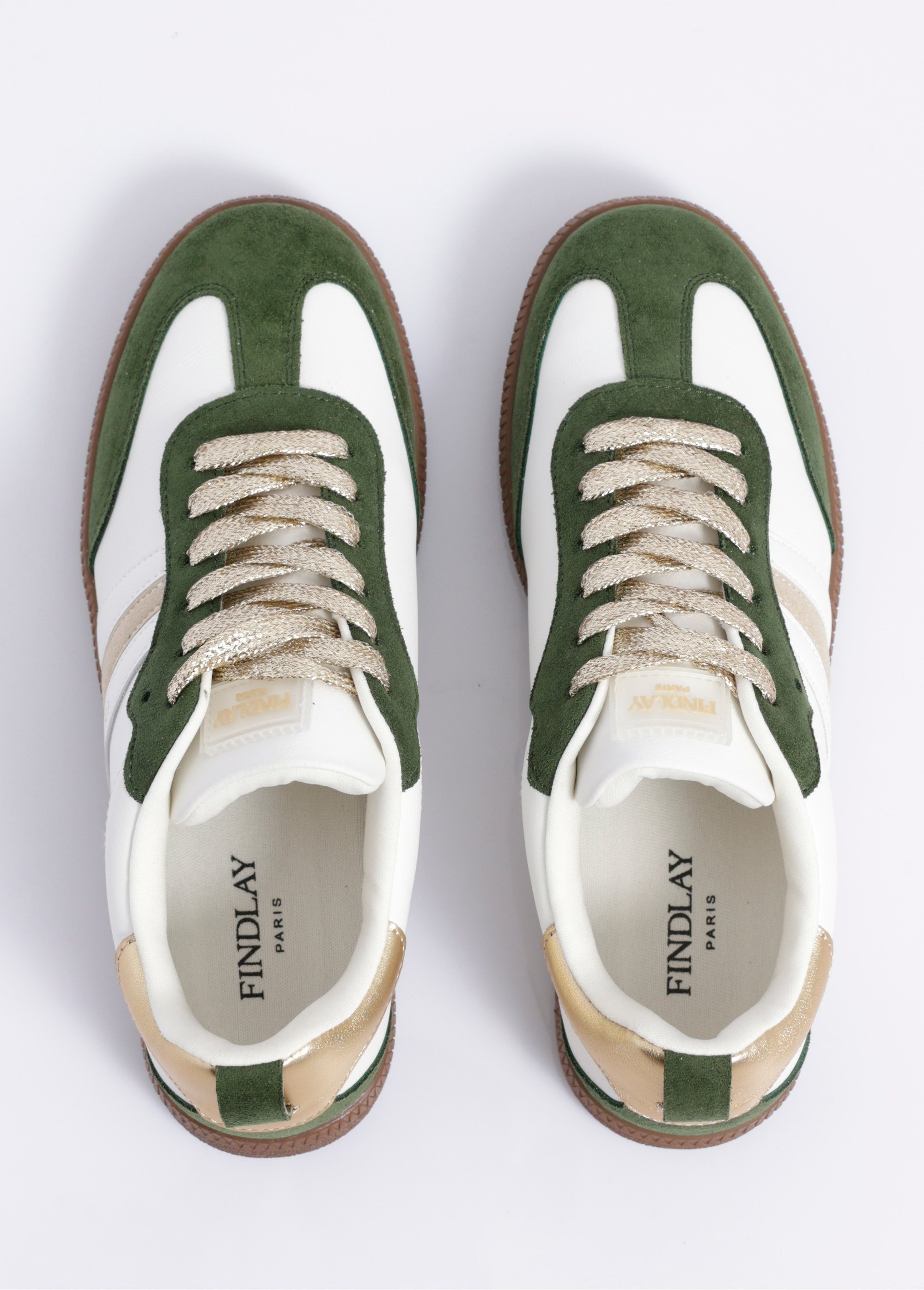 Sneakers style rétro avec lacets dorés Femme Vert COVFY1001 OV1