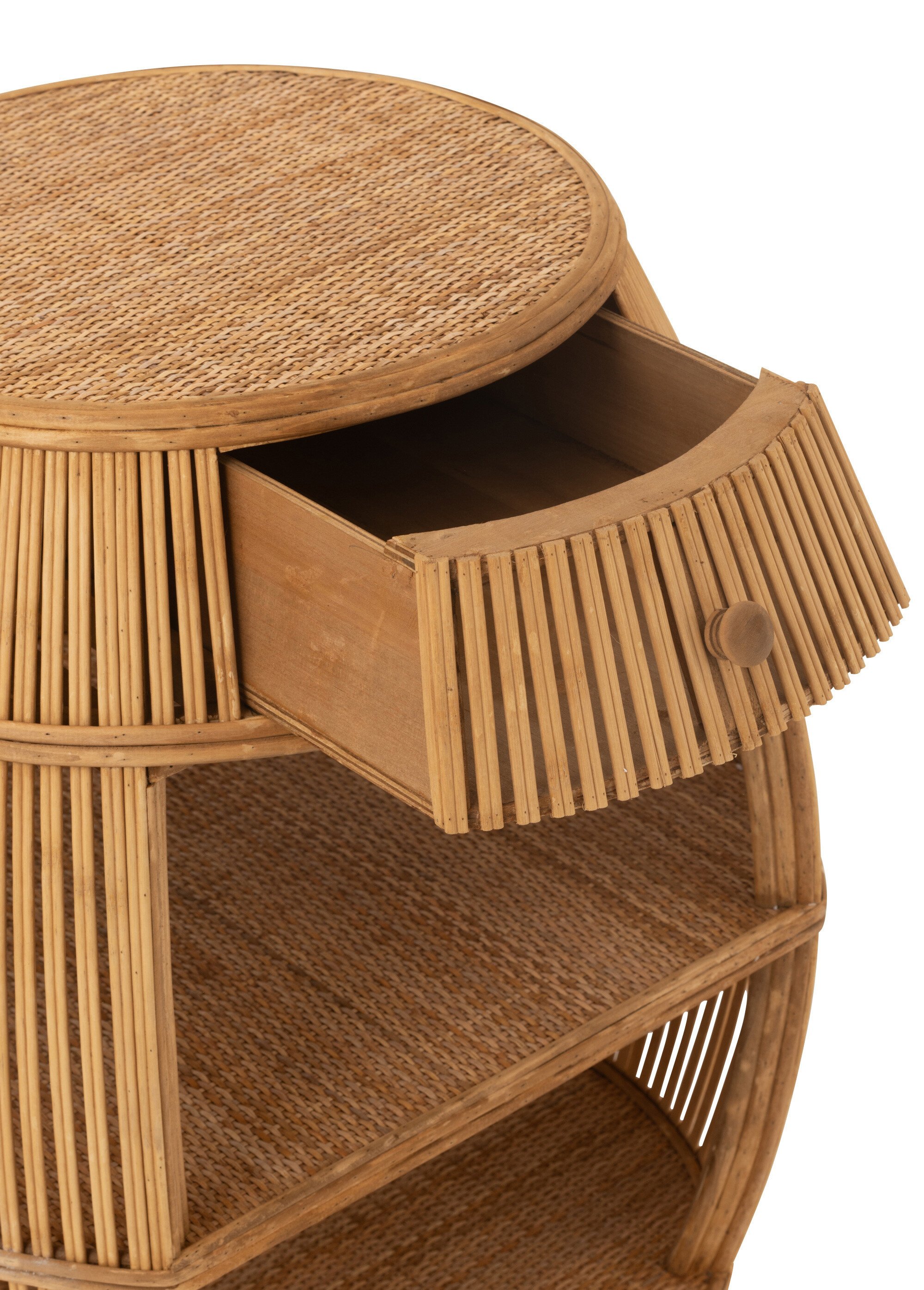 Table en rotin et bambou, forme barrique BEIGE JP-46371 DE1