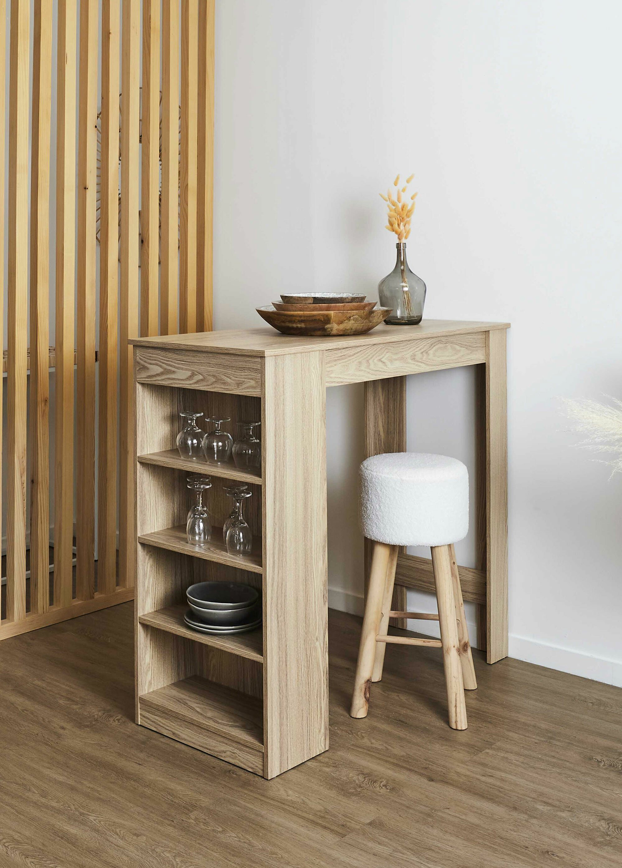 Table haute type bar avec étagère, foncé BEIGE CMP-HD7123 SI1