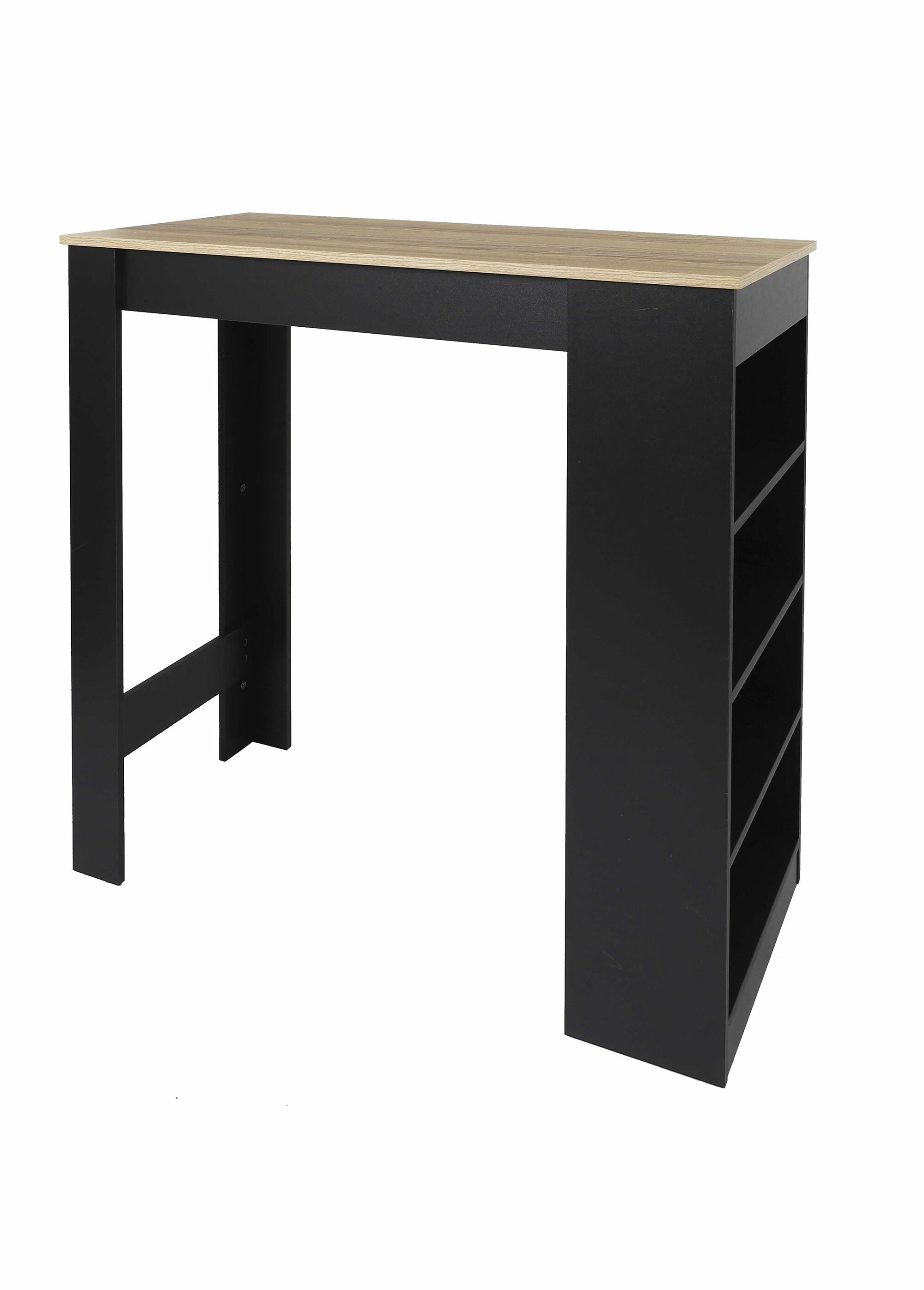 Table haute type bar avec étagère, foncé