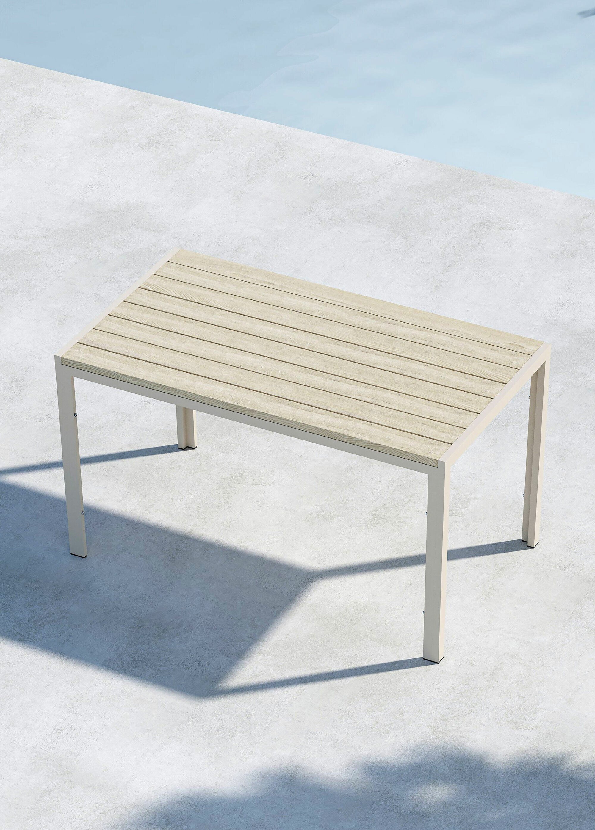 Table outdoor rectangle aluminium, 140cm BEIGE VEN-9809-100 SI1