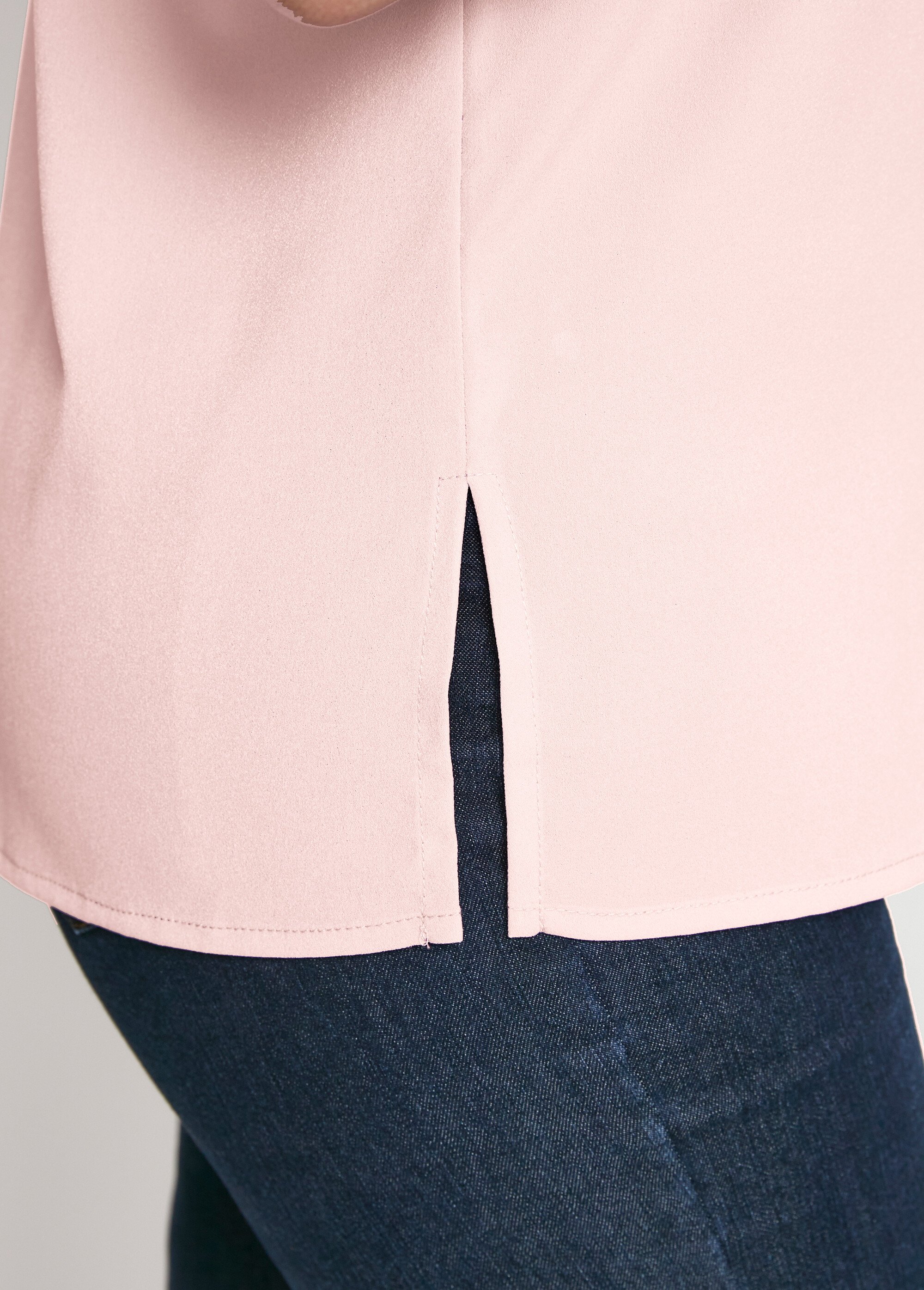 Top long manches courtes broderies col rond Femme Rose CUMIN DE1