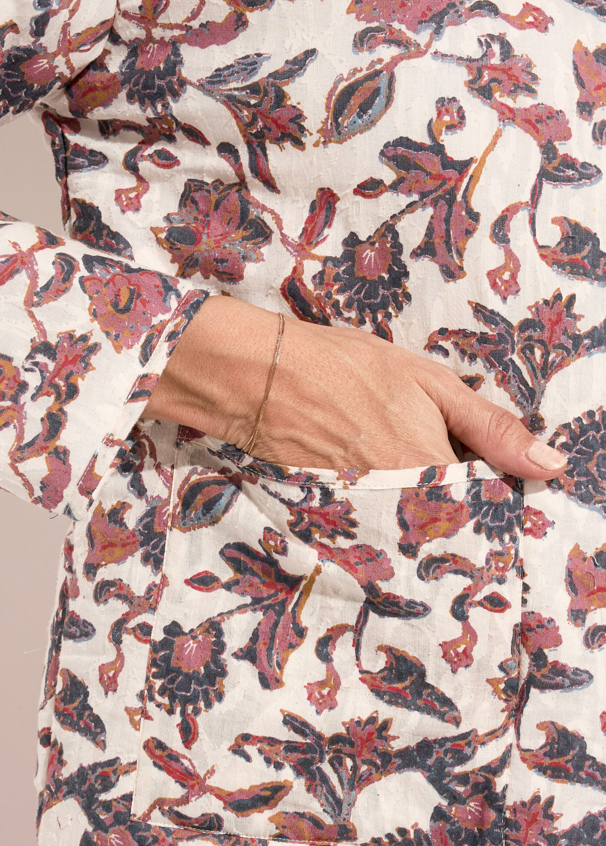 Veste matelassée sans col zippée imprimée Femme FOND ECRU TEKILA DE2