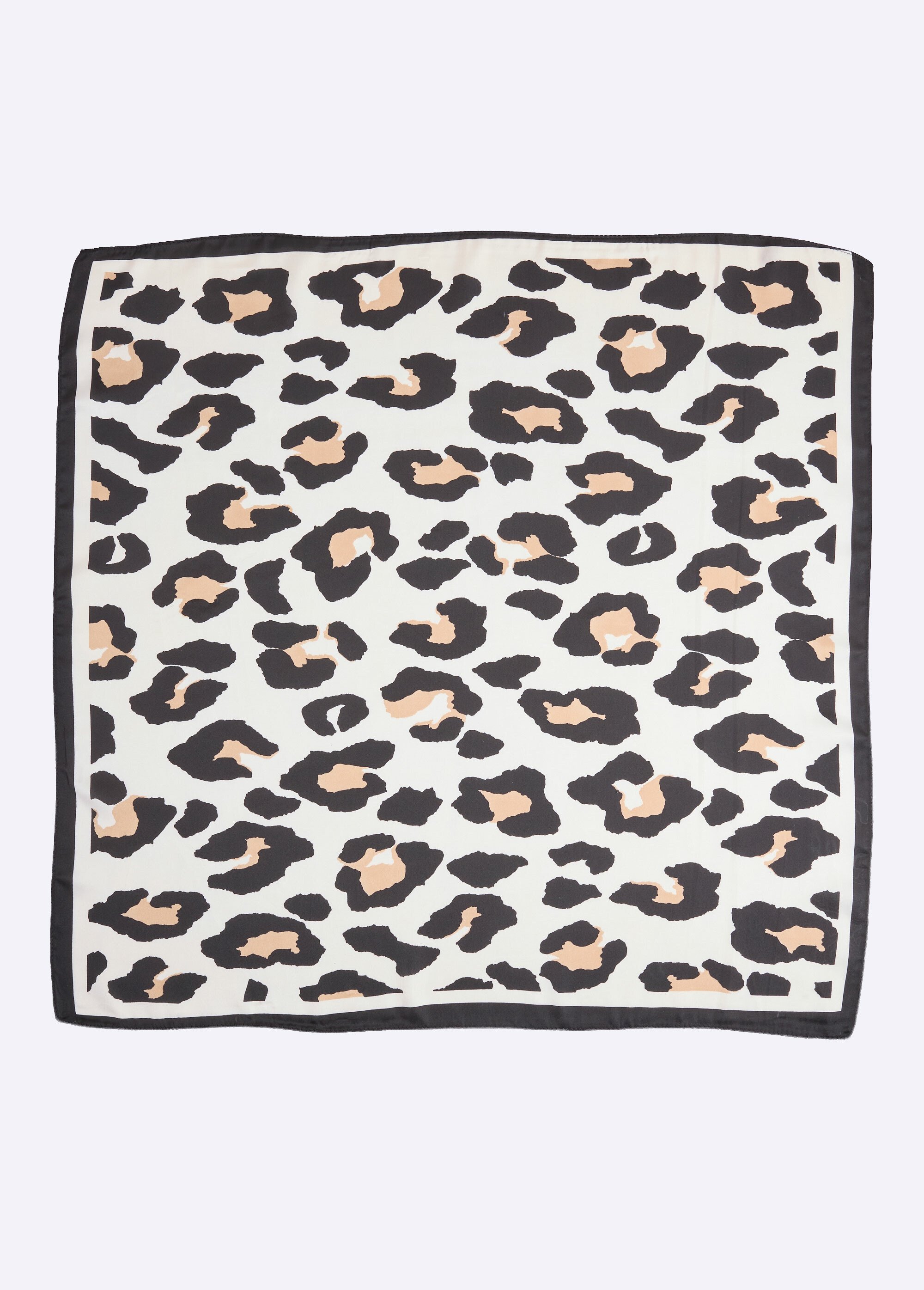 Foulard carré satin, grand motif léopard Femme Beige DODJA122FC25005 DE1