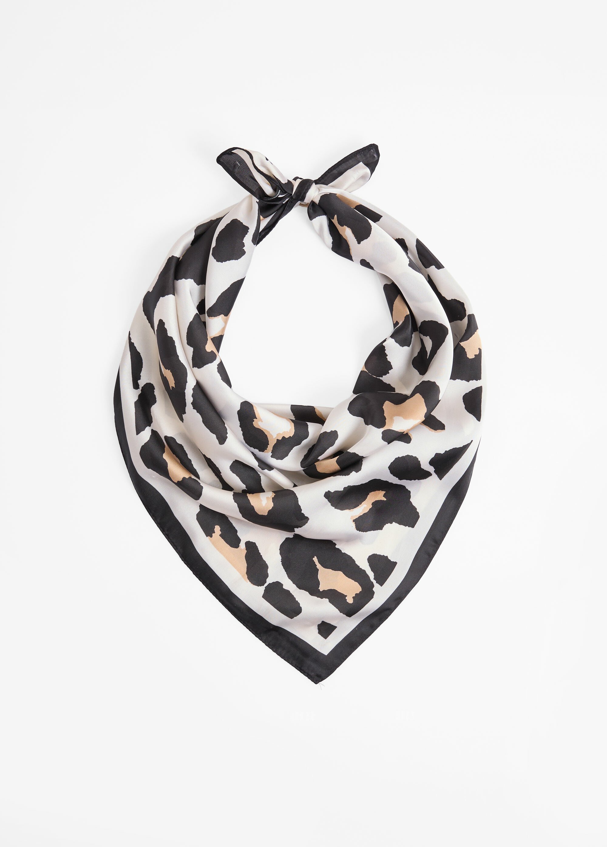 Foulard carré satin, grand motif léopard Femme Beige DODJA122FC25005 FA1