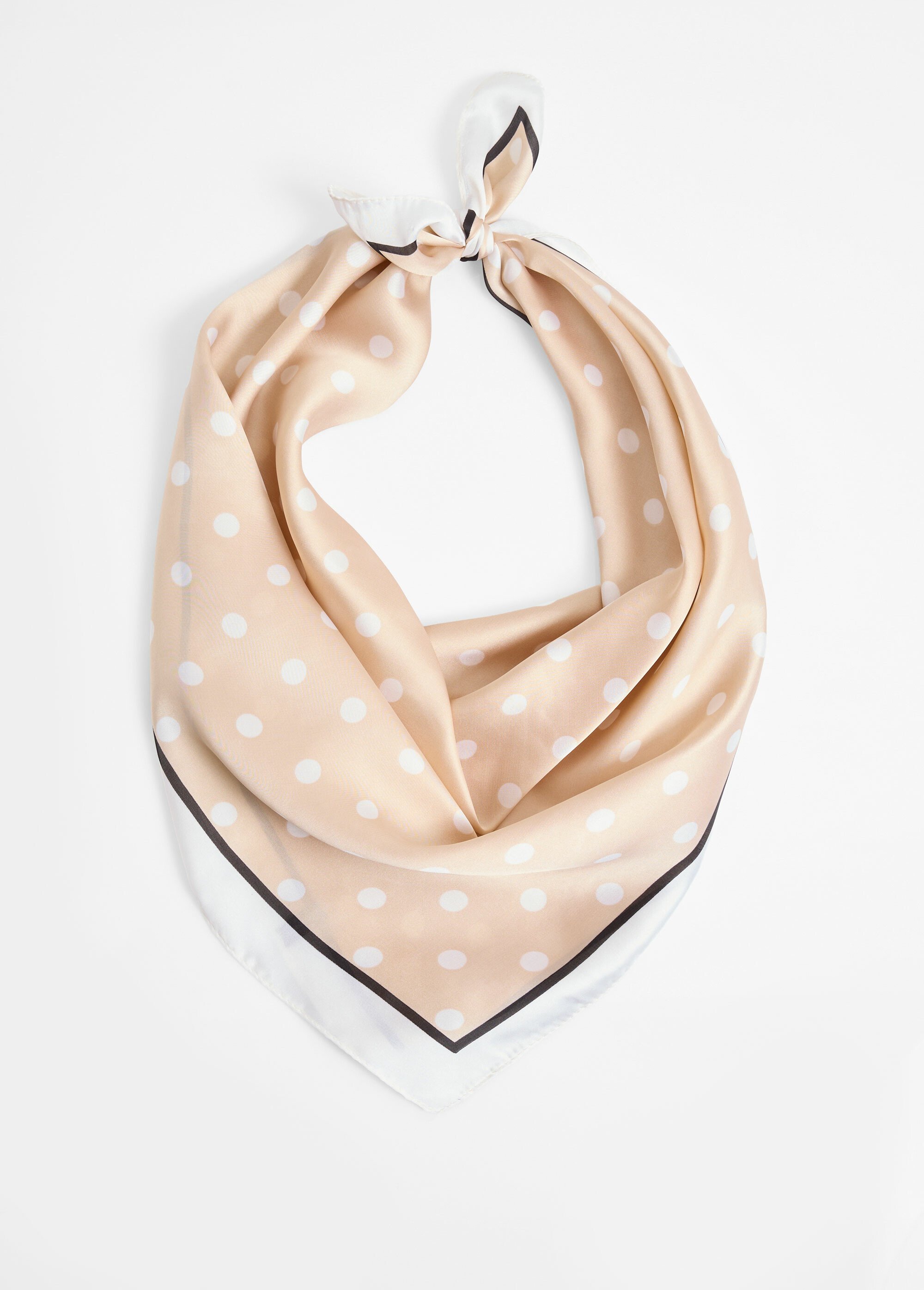 Foulard carré à pois, en satin Femme Beige DODJA122FC25505 FA1
