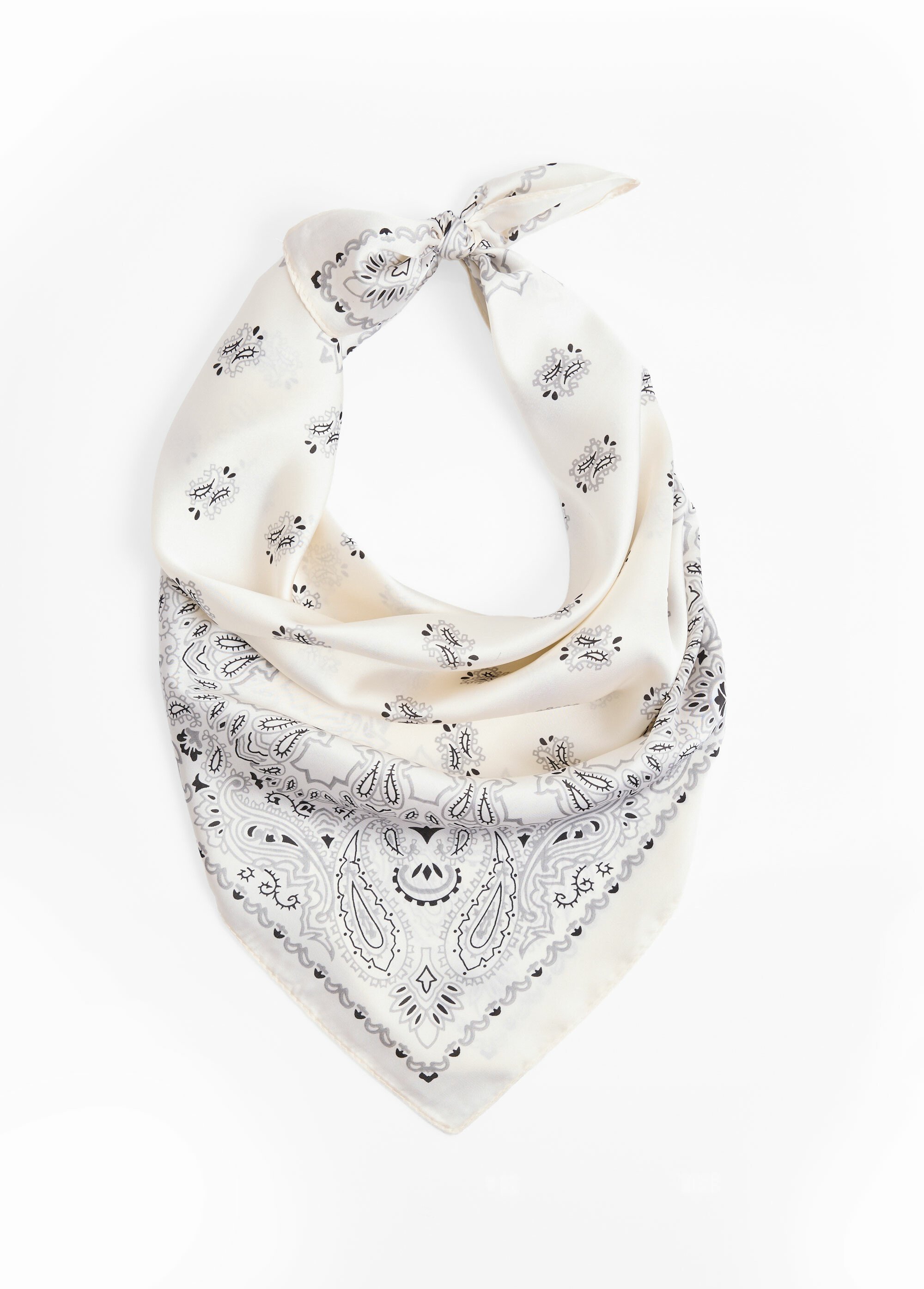 Foulard carré en satin, motif bandana 1B Femme Beige DODJA203FC22004 FA1