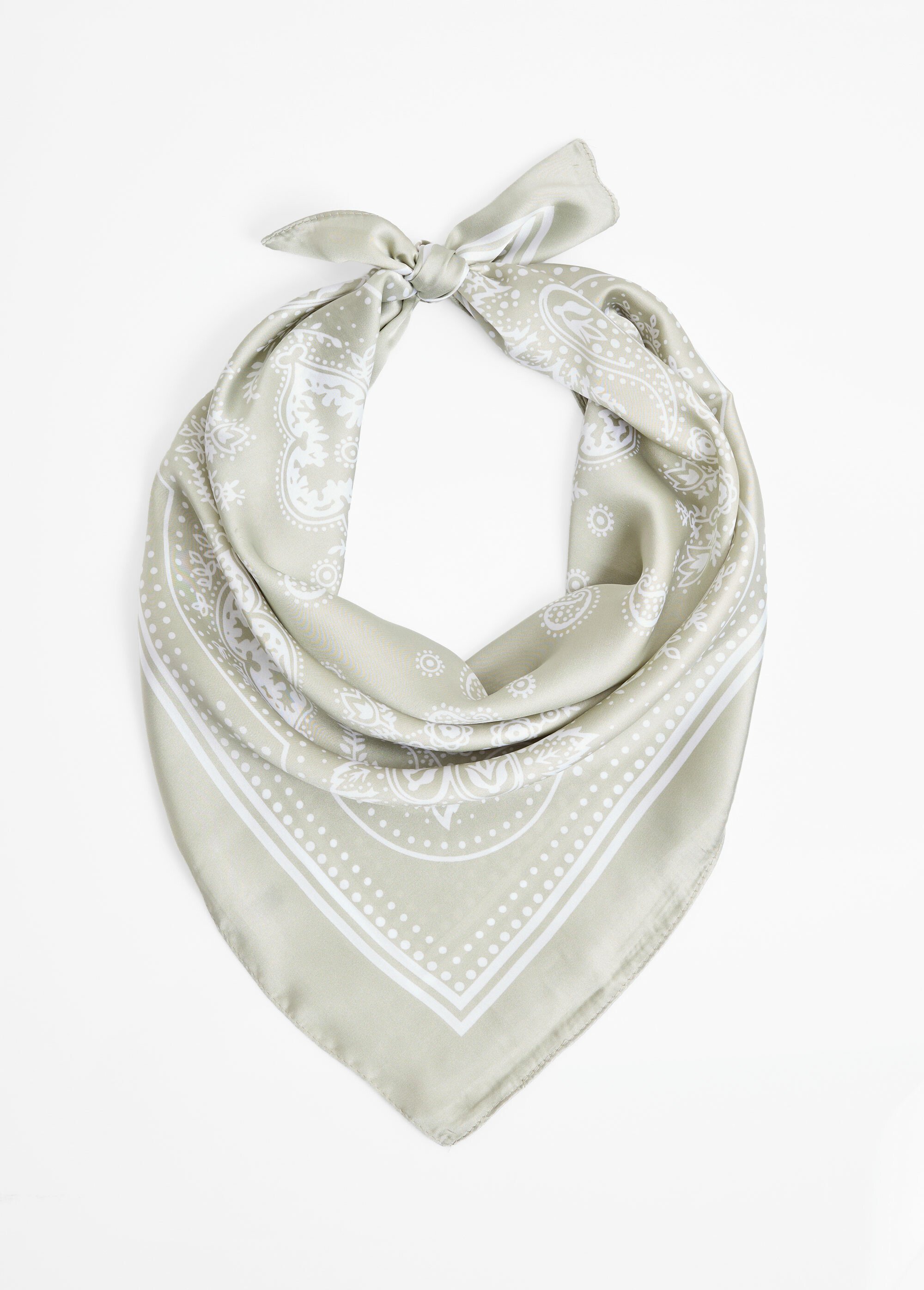 Foulard carré en satin, motif bandana 2 Femme Vert DODJA122FC26030 FA1