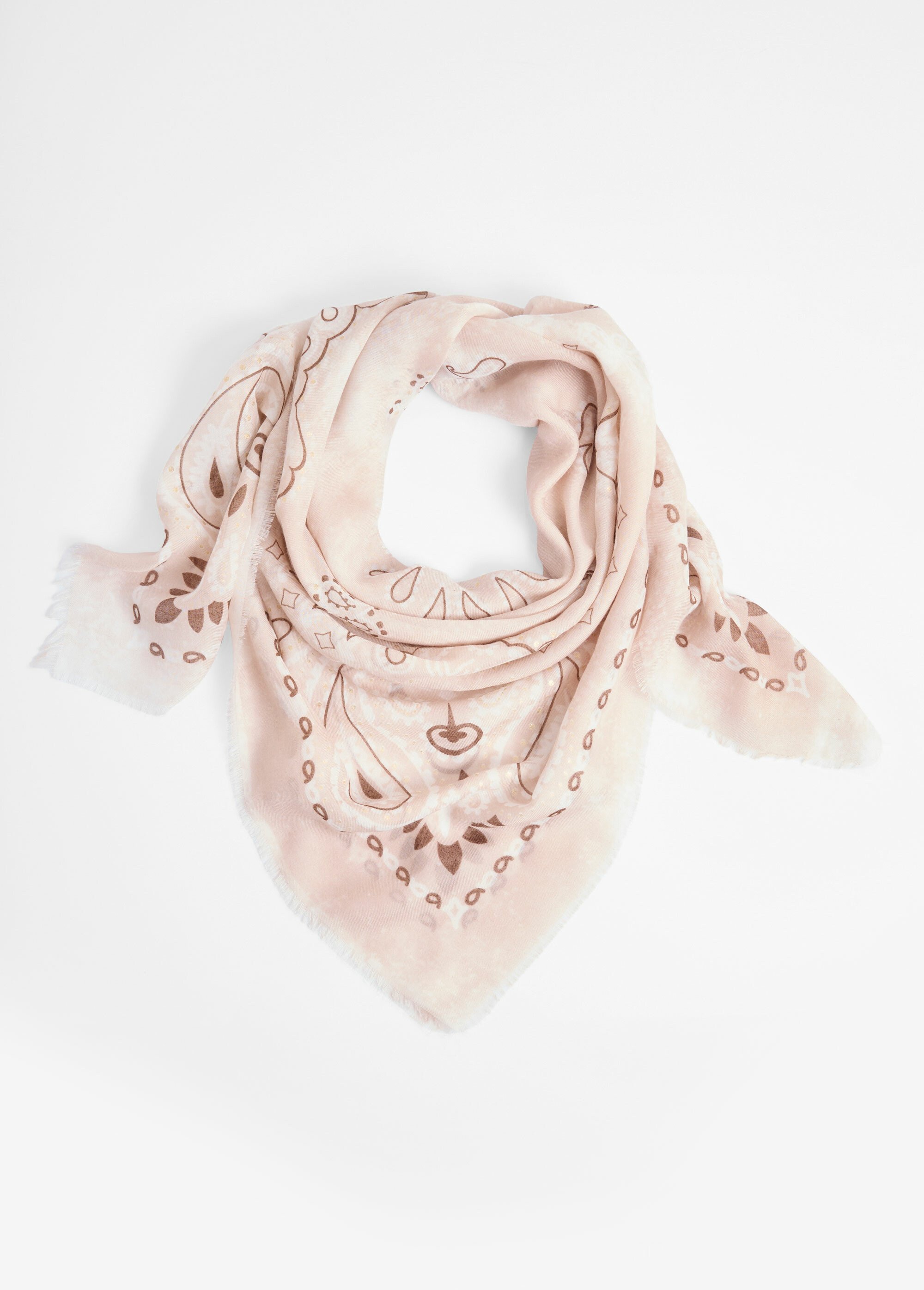 Foulard type bandana, détails métallisés Femme Beige DODJA376FC26002 FA1