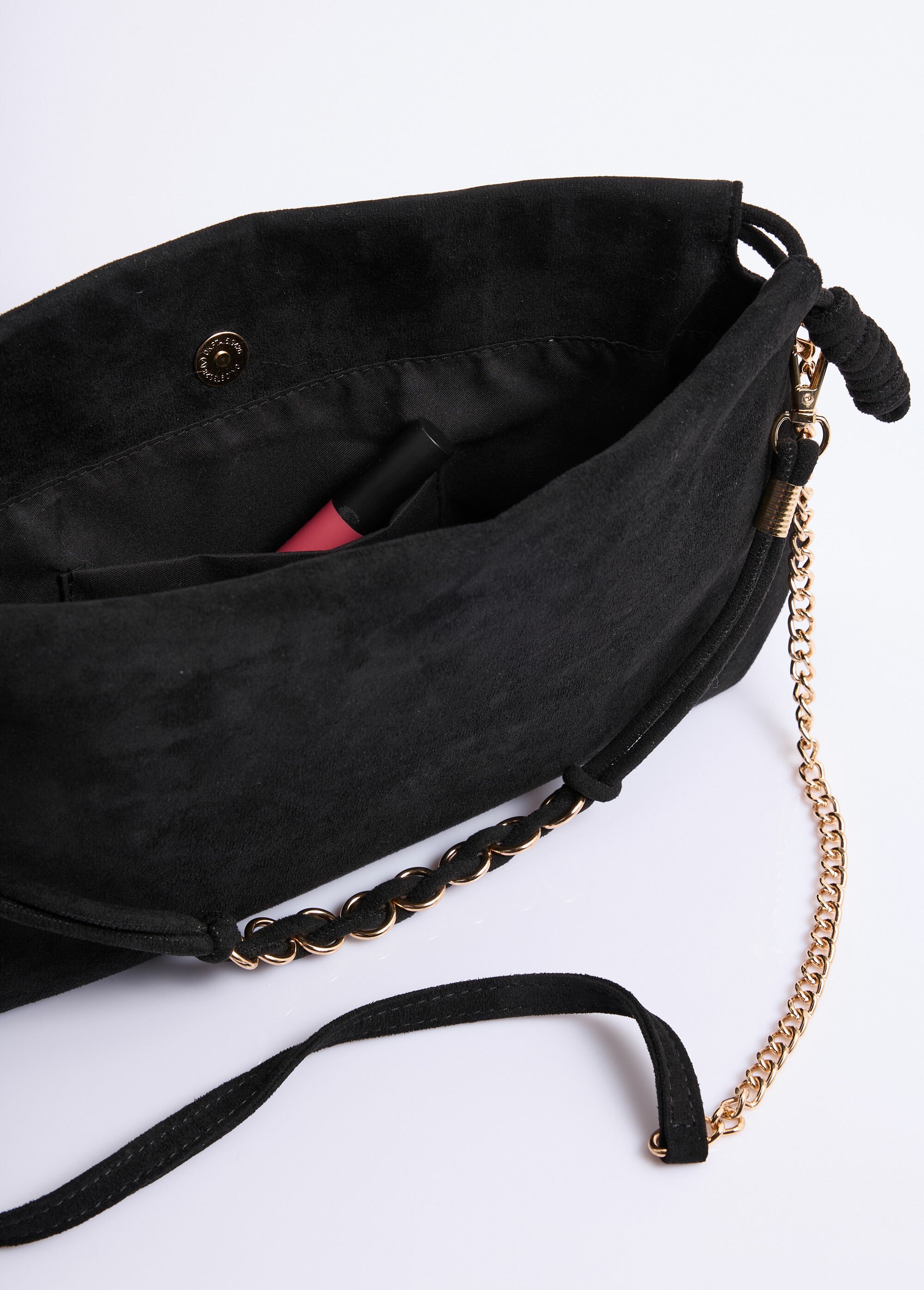 Sac à main pochette chic, en suédine Femme Noir MIM25258 DE2