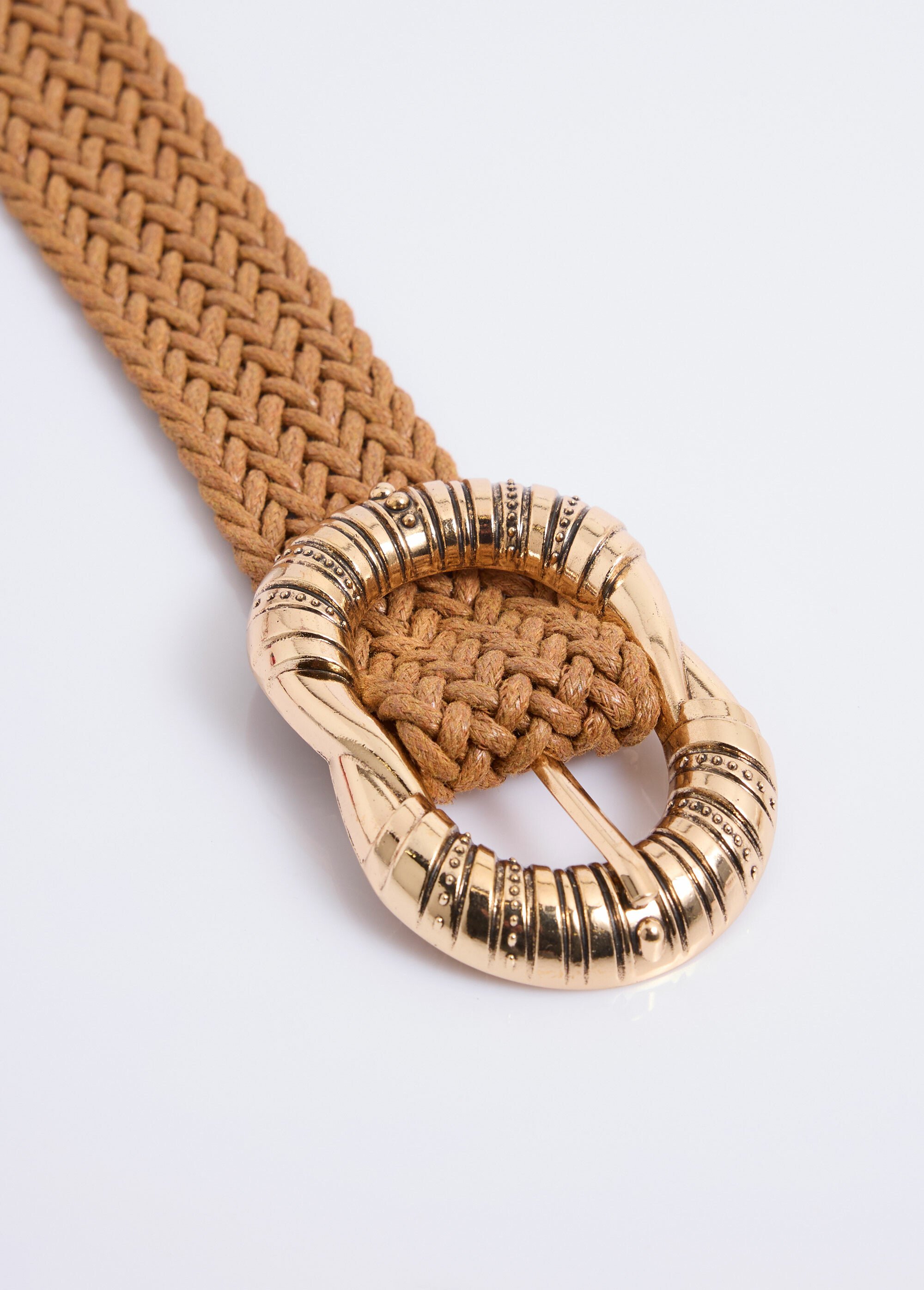 Ceinture tressée avec boucle métallisée