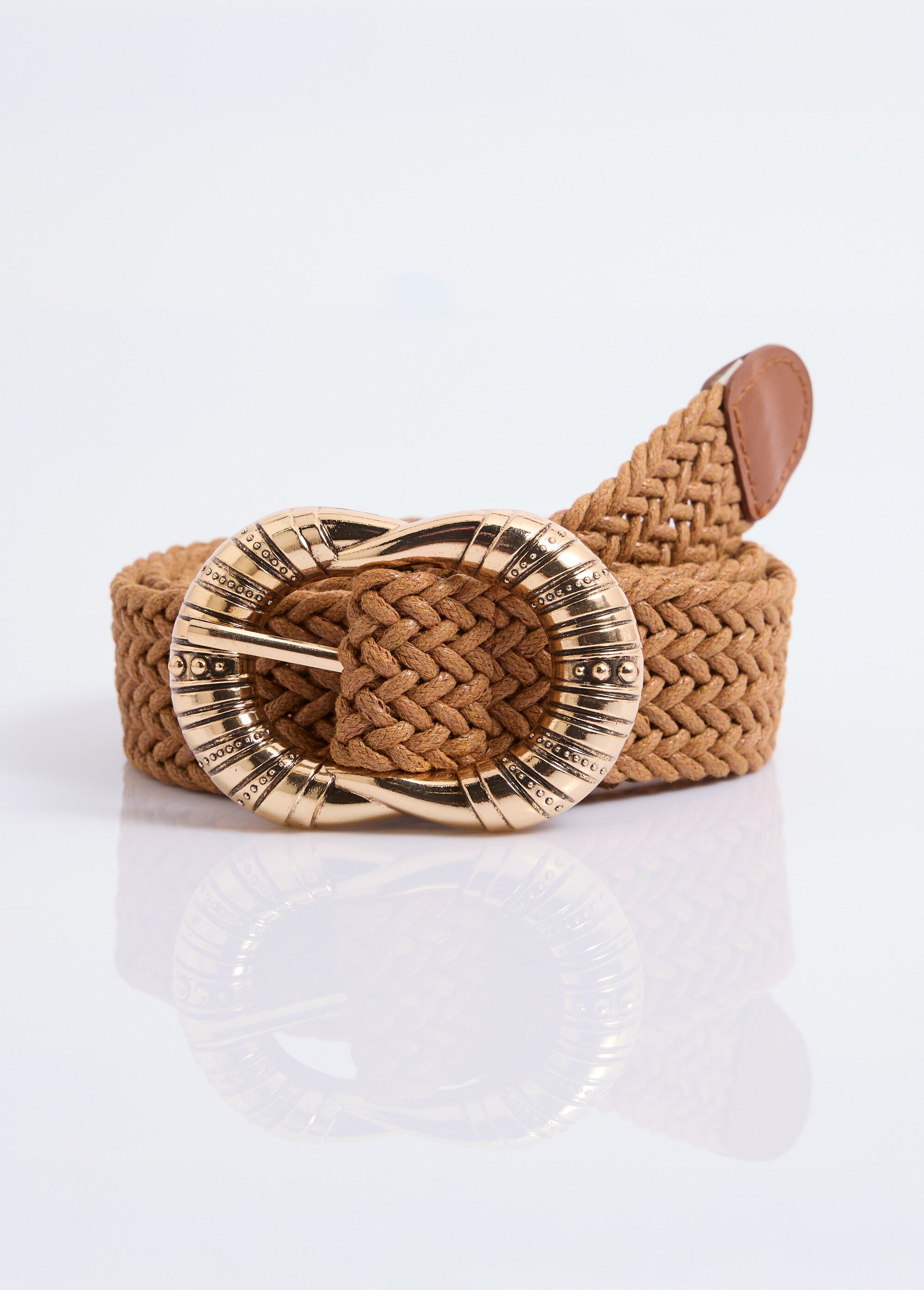 Ceinture tressée avec boucle métallisée