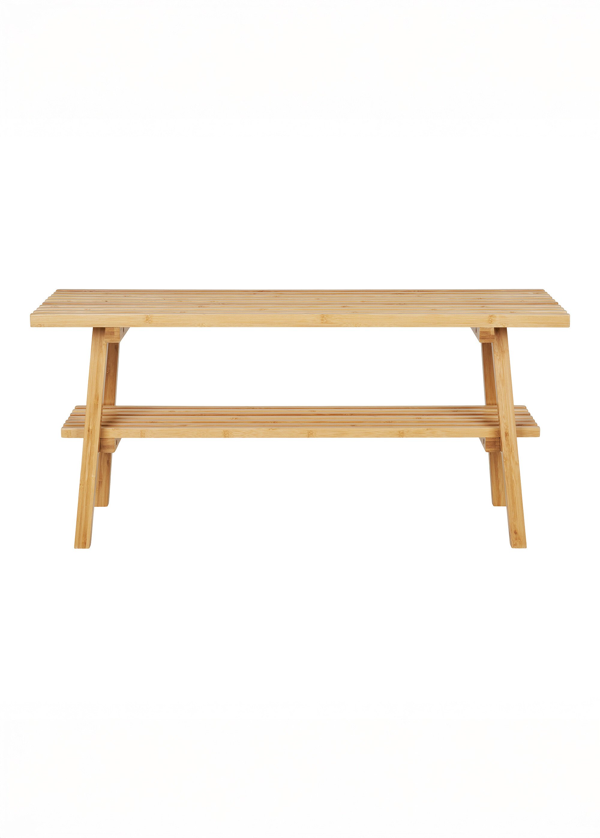 Banc contemporain en lattes de bambou