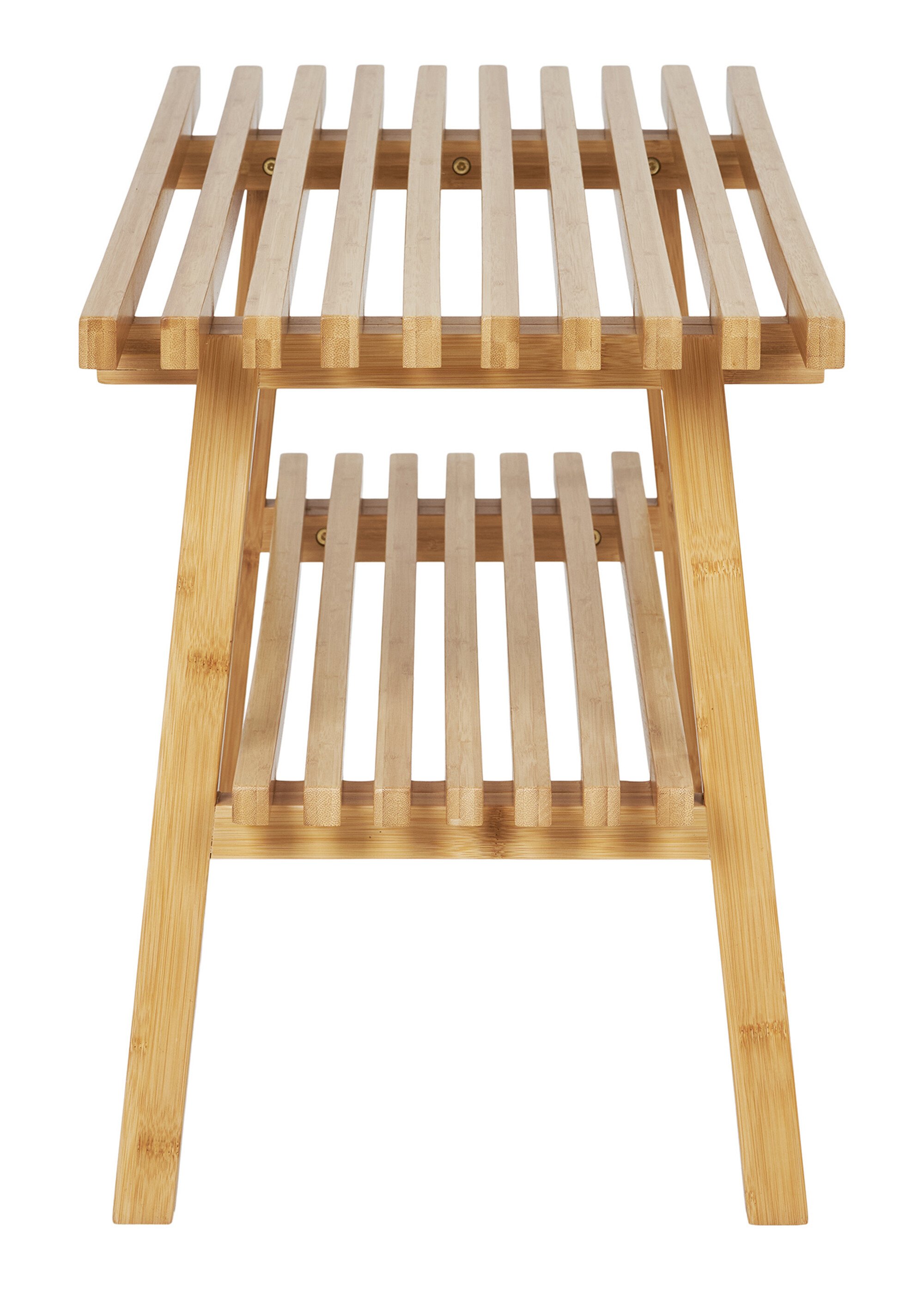 Banc contemporain en lattes de bambou BEIGE HN-1409081 DE2