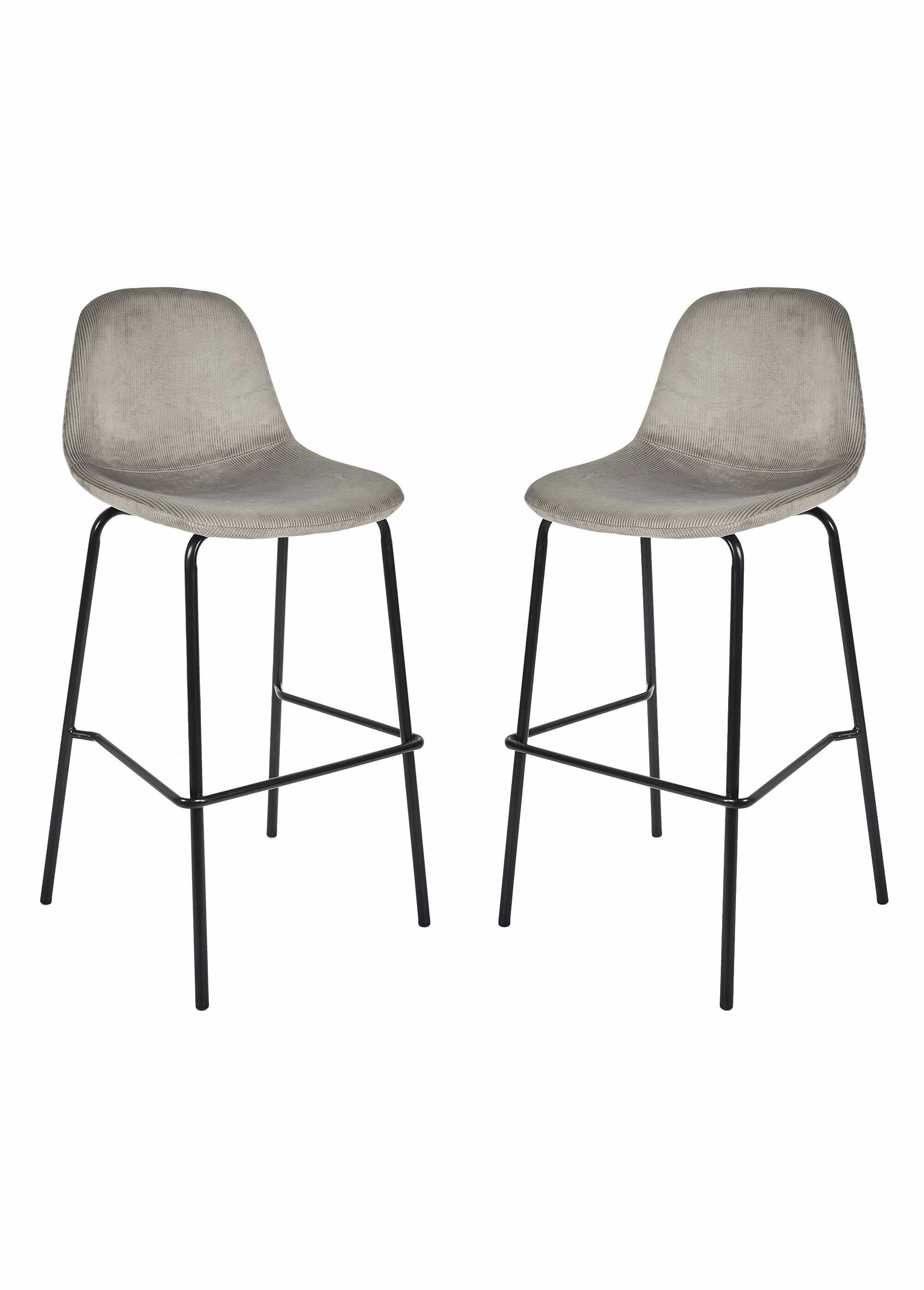 Chaise de bar assise velours, clair 1J