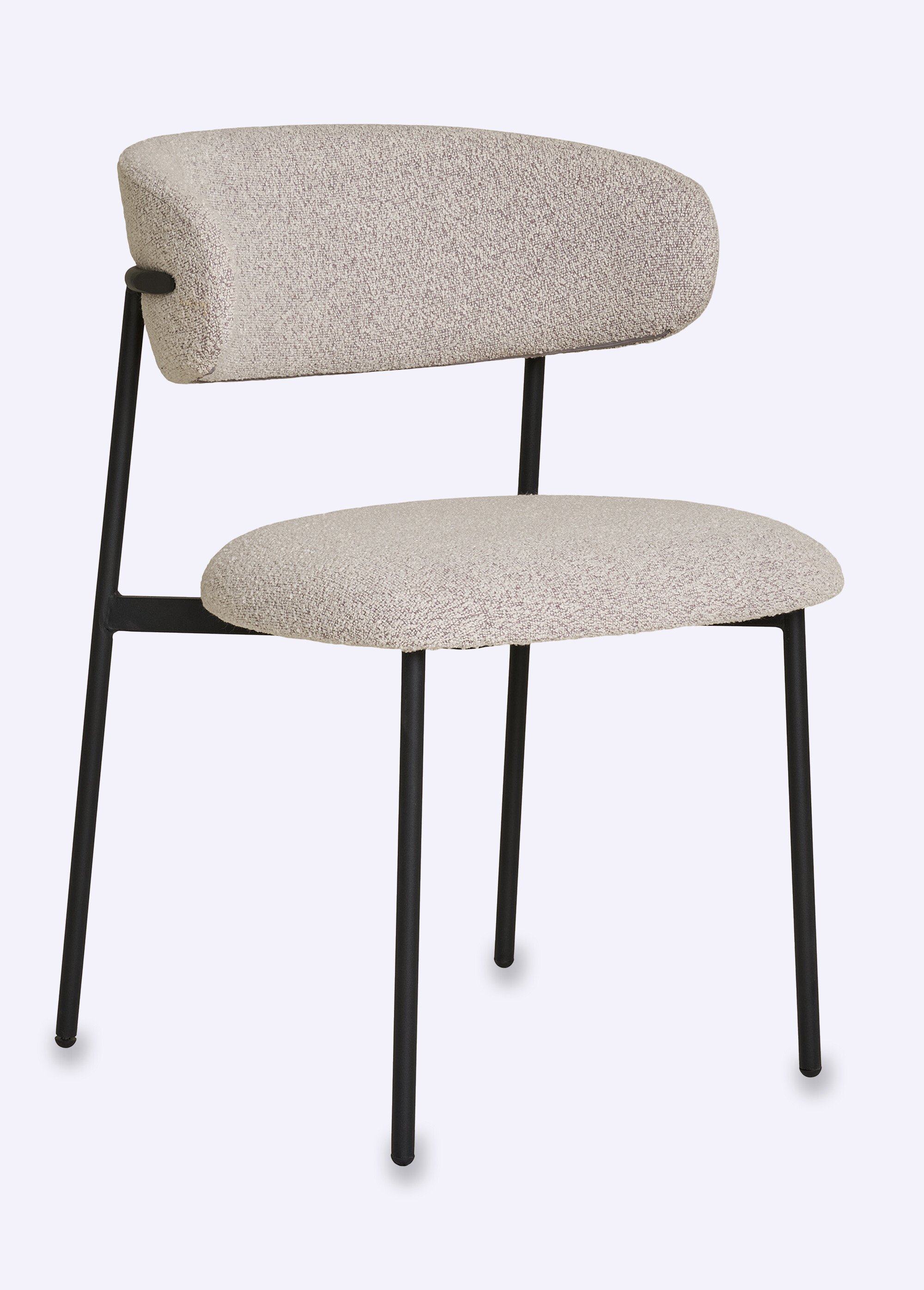 Chaise en tissu texturé et pieds métal BEIGE HN-1001370 FA1