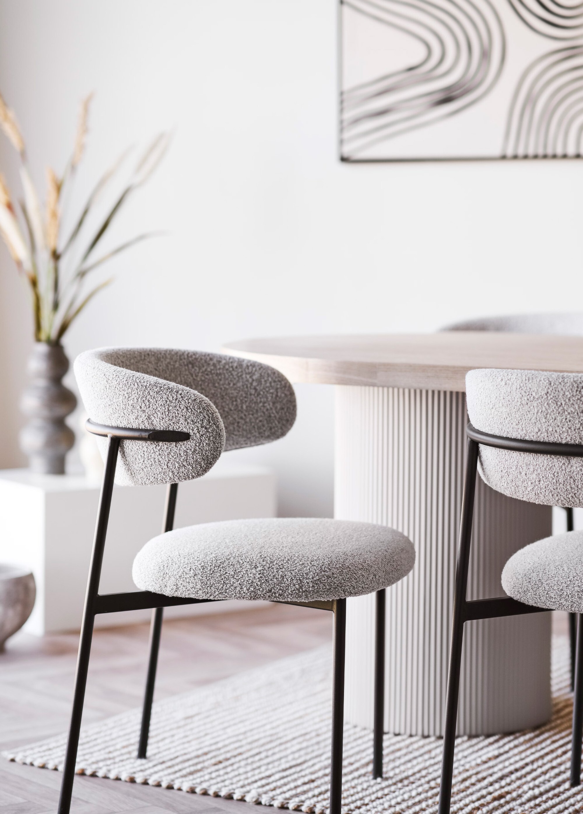 Chaise en tissu texturé et pieds métal BEIGE HN-1001370 SI1