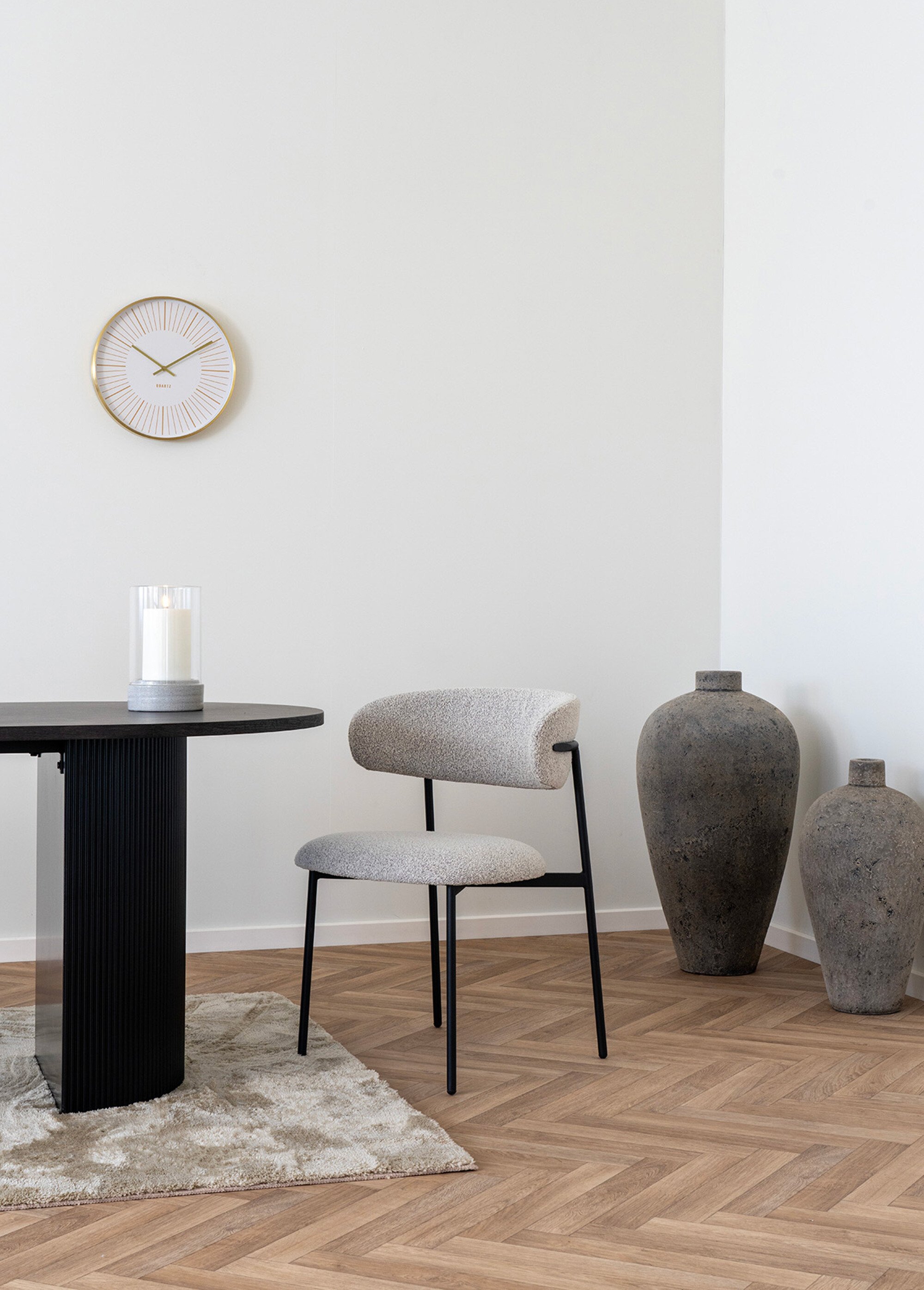 Chaise en tissu texturé et pieds métal BEIGE HN-1001370 SI2