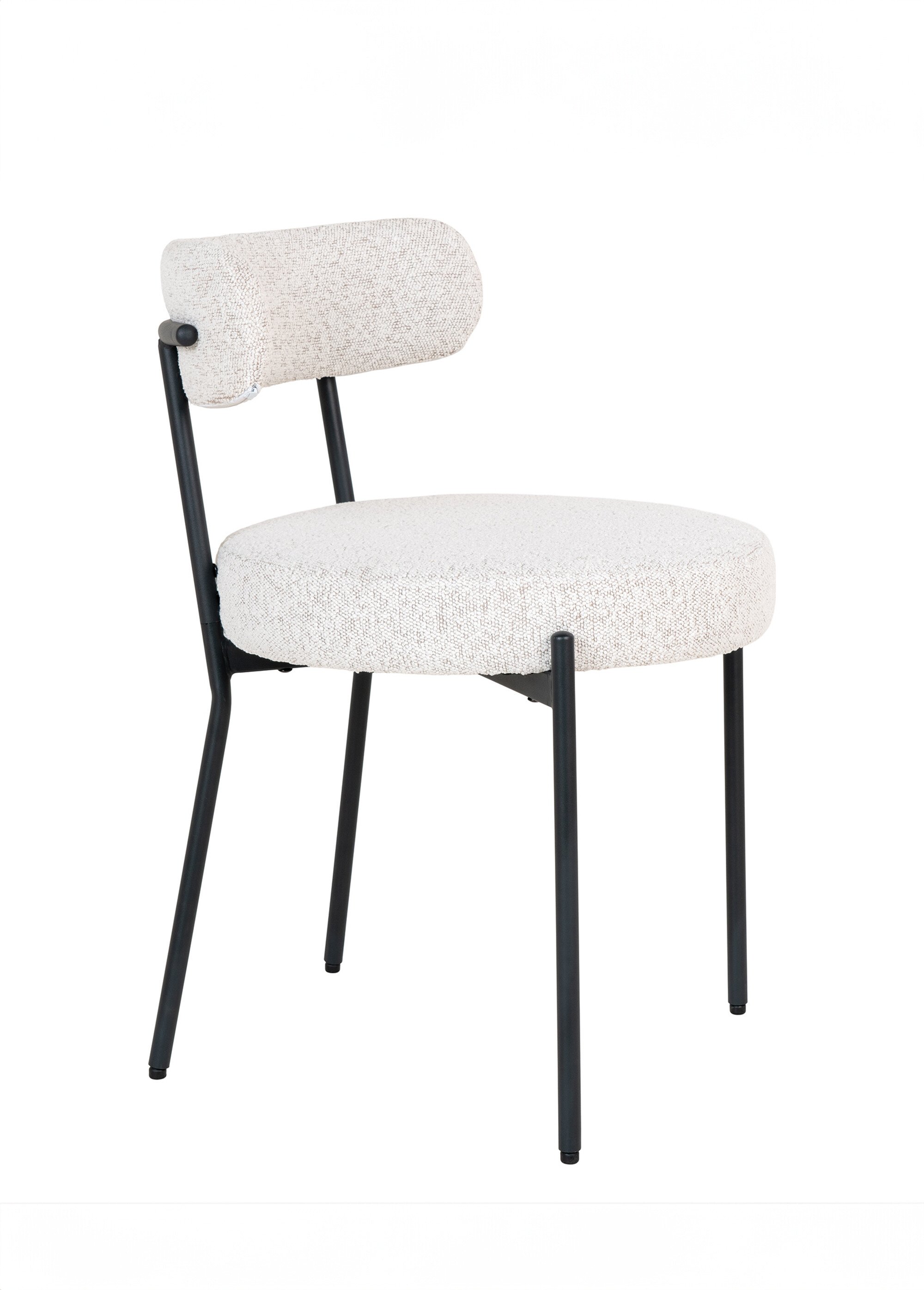 Chaise tissu bouclette et pieds métal BLANC HN-1001214 DR1