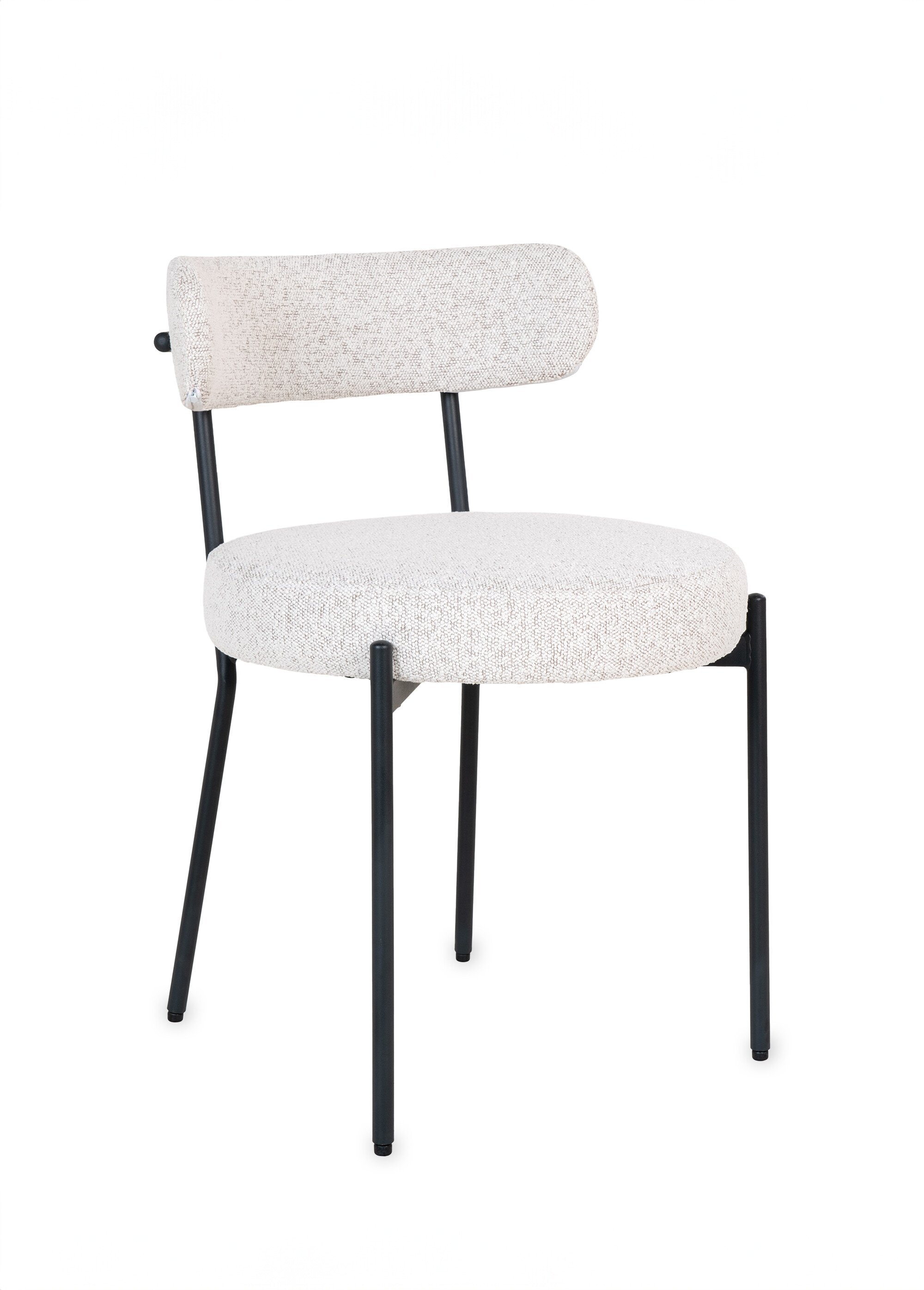 Chaise tissu bouclette et pieds métal BLANC HN-1001214 FA1