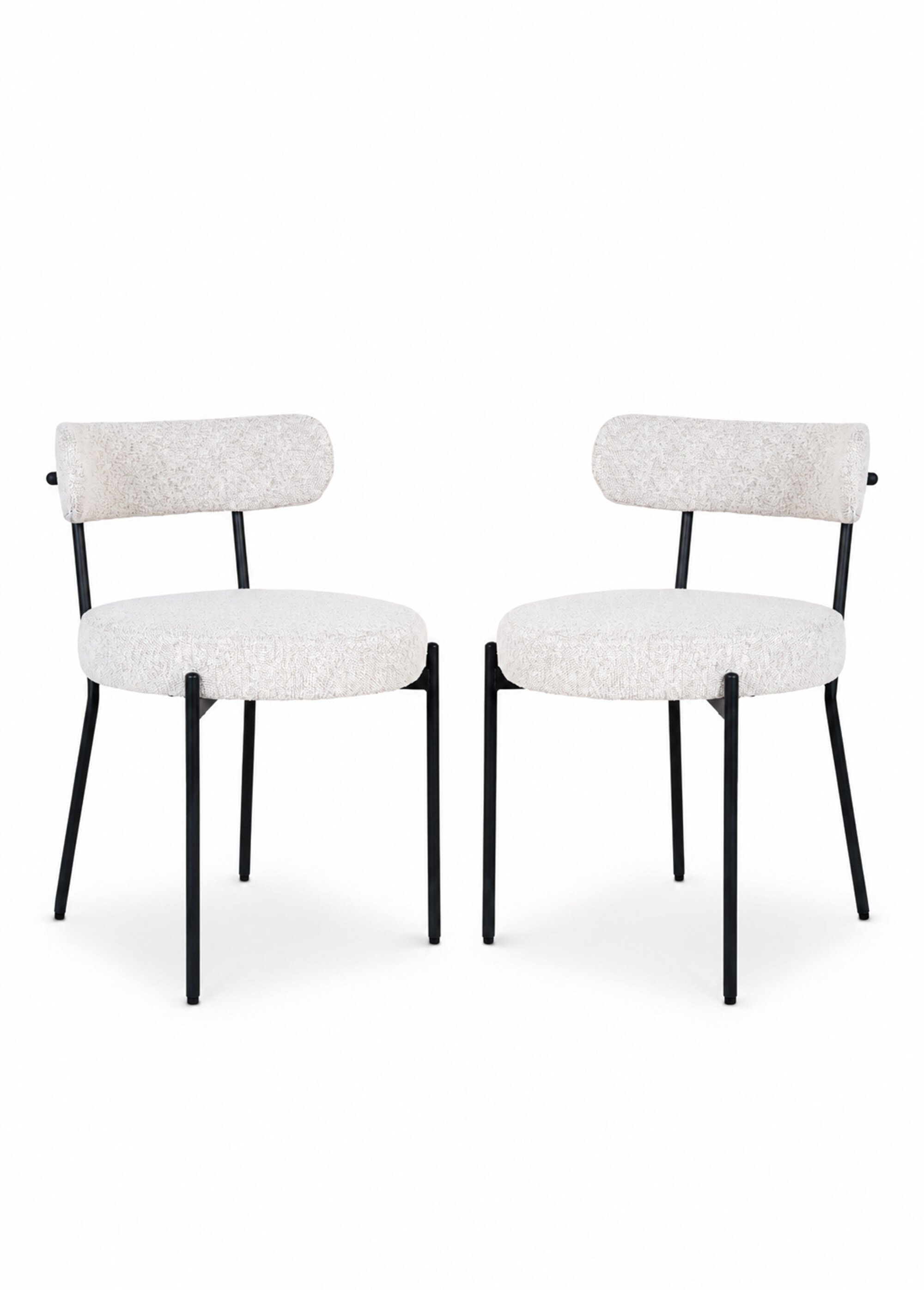 Chaises tissu bouclette et pieds métal BLANC HN-1001214 FA1