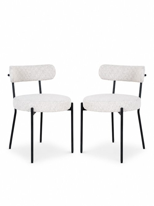 Chaises tissu bouclette et pieds métal BLANC HN-1001214 FA1