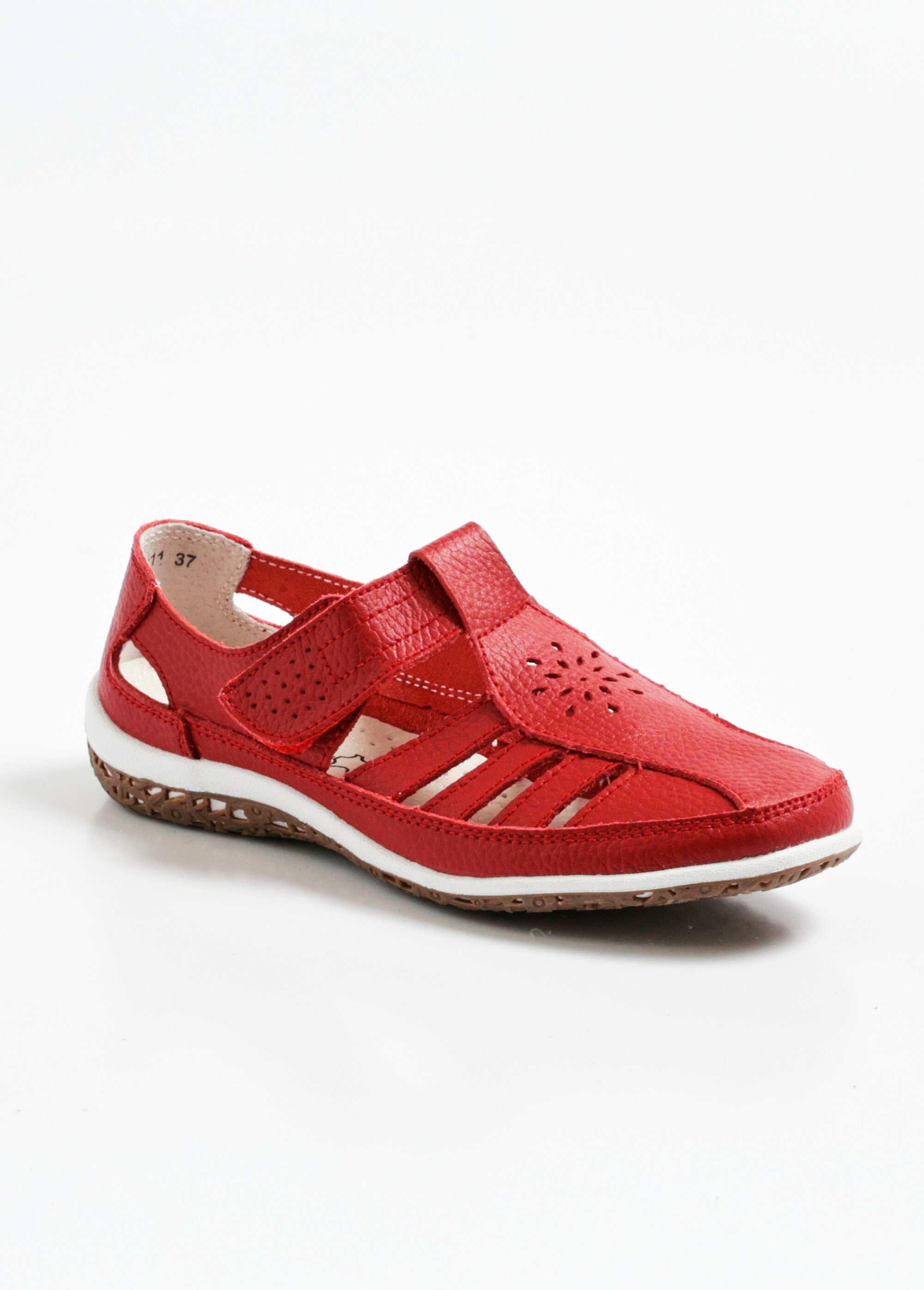 Ballerines en cuir ajouré semelle confort