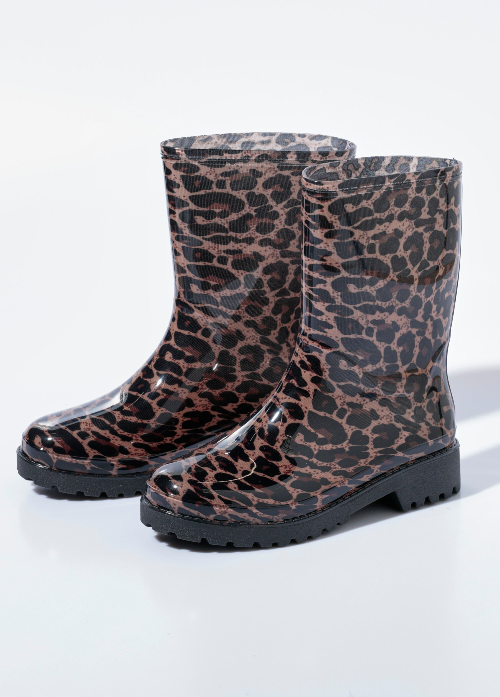 Bottines de pluie léopard semelle crantée Femme Noir QUIZ2783-1 DE1