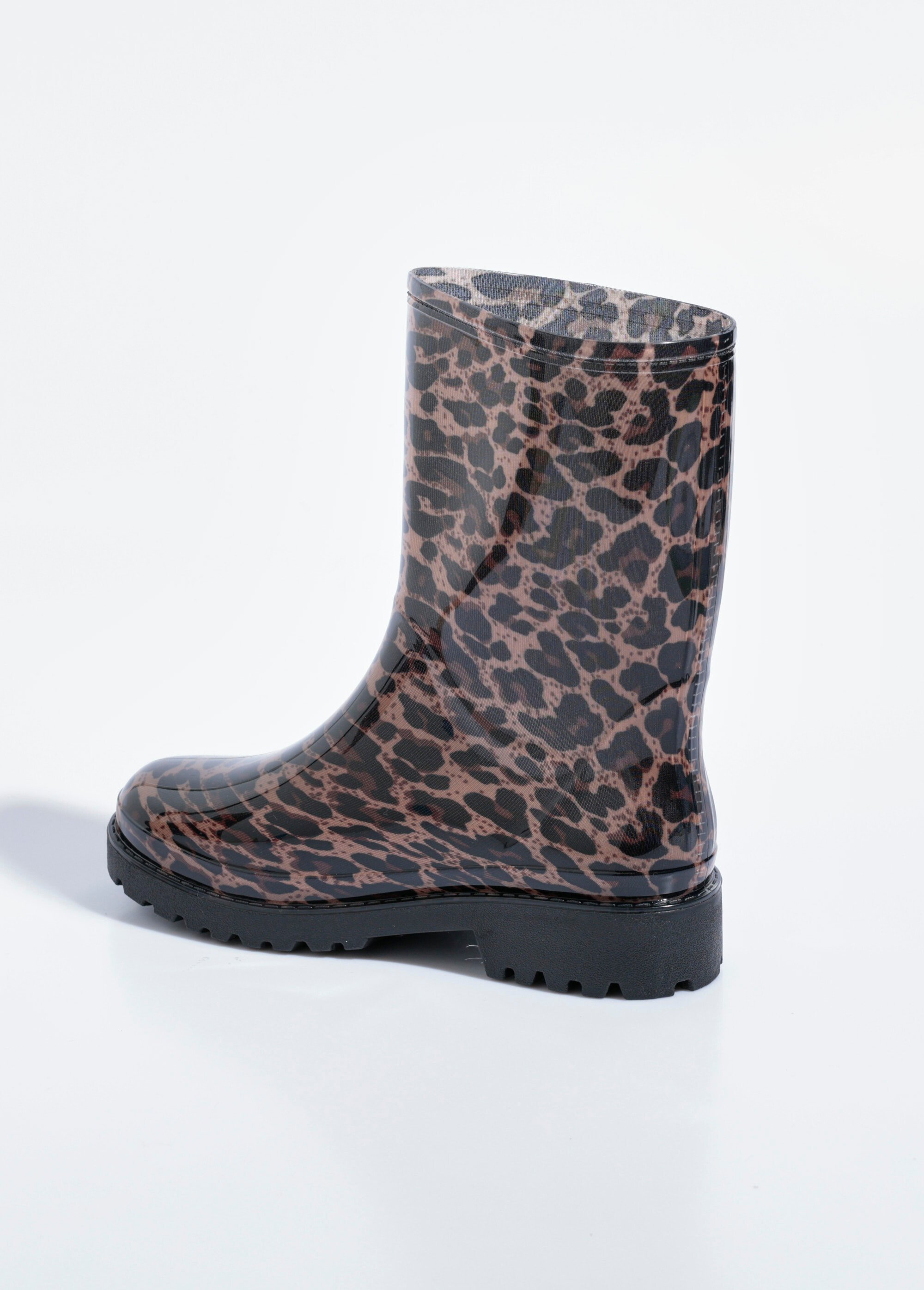 Bottines de pluie léopard semelle crantée Femme Noir QUIZ2783-1 DO1