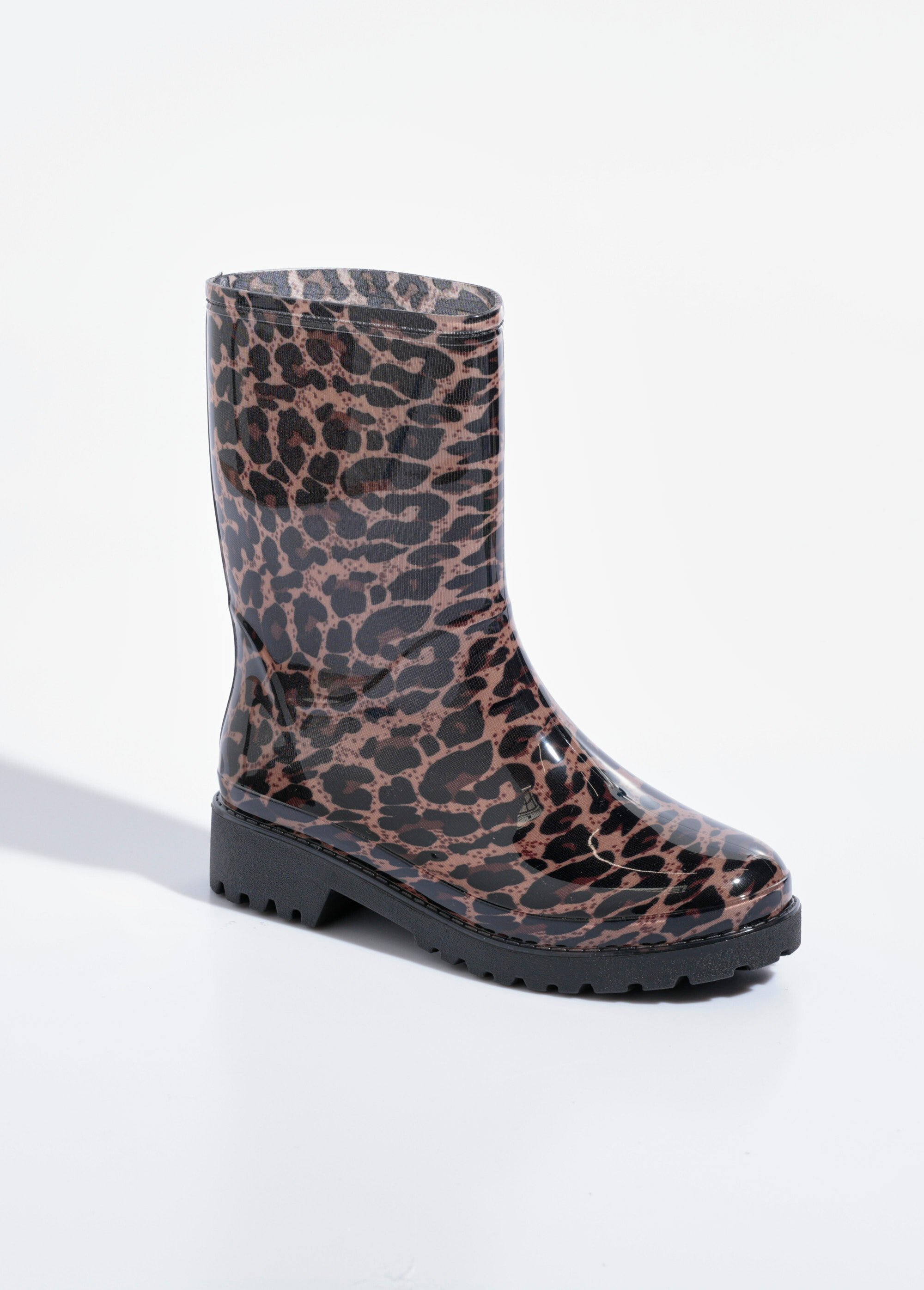 Bottines de pluie léopard semelle crantée Femme Noir QUIZ2783-1 FA1