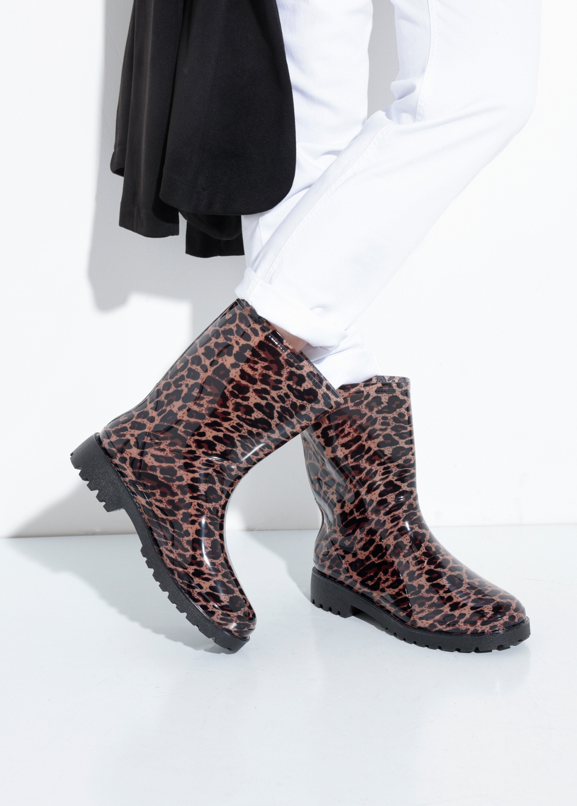 Bottines de pluie léopard semelle crantée Femme Noir QUIZ2783-1 SI1