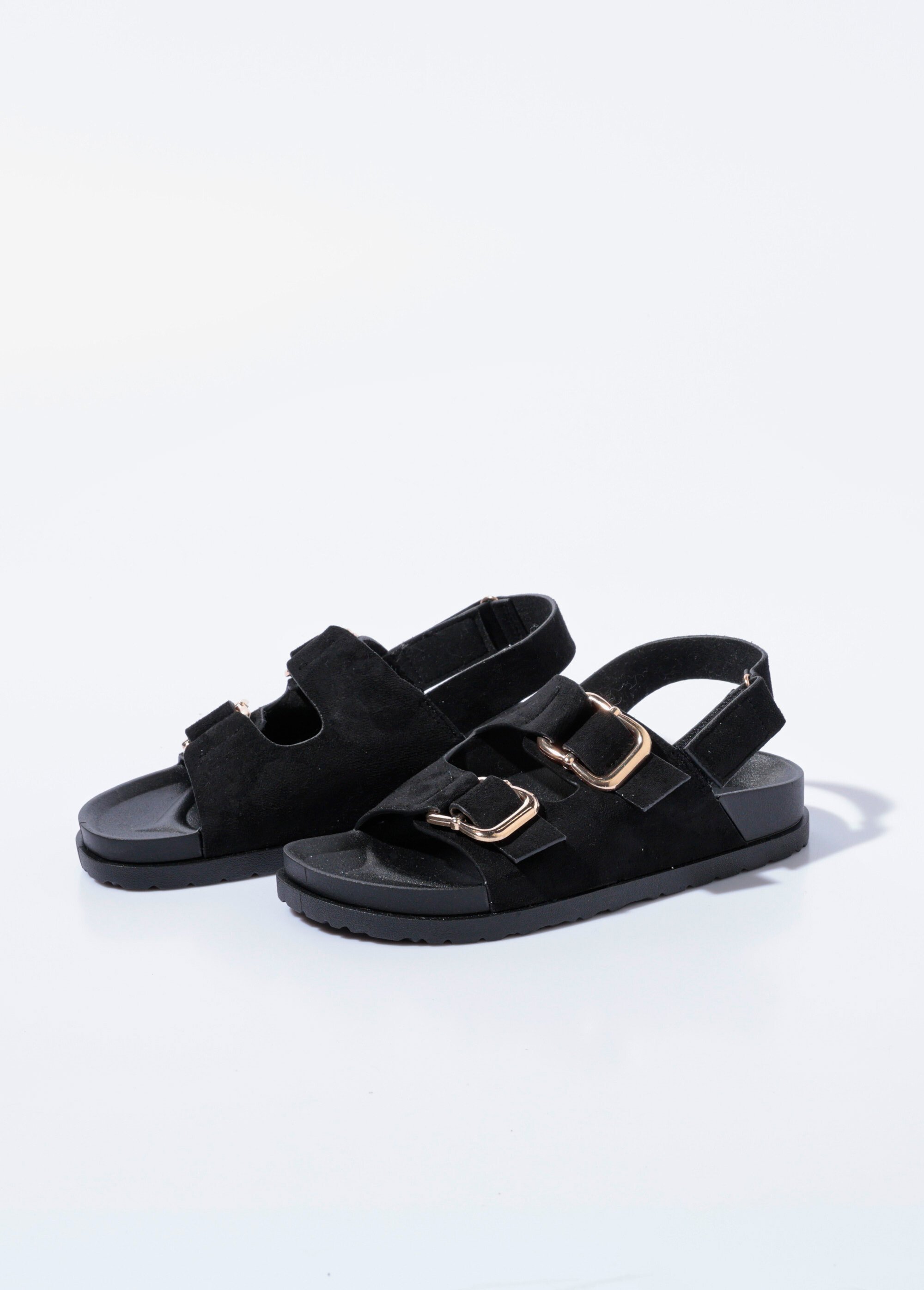 Mules suédine à boucles, semelle anatomique Femme Noir QUIZ3776 DE1