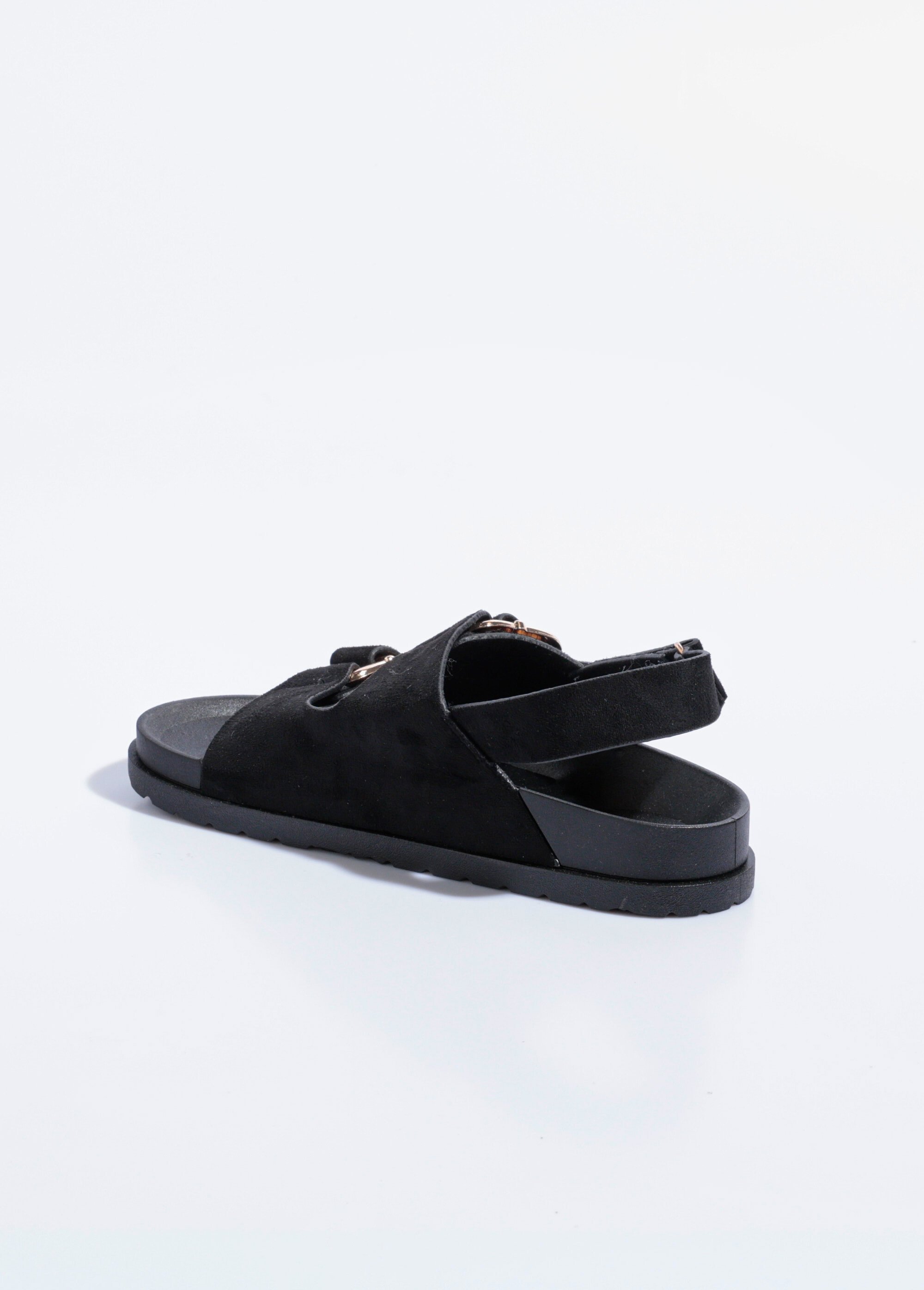 Mules suédine à boucles, semelle anatomique Femme Noir QUIZ3776 DO1
