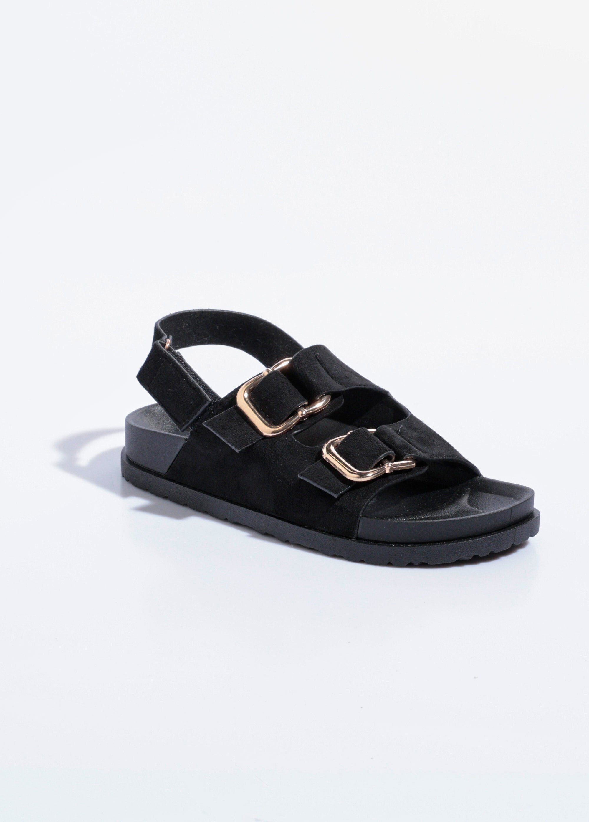 Mules suédine à boucles, semelle anatomique Femme Noir QUIZ3776 FA1