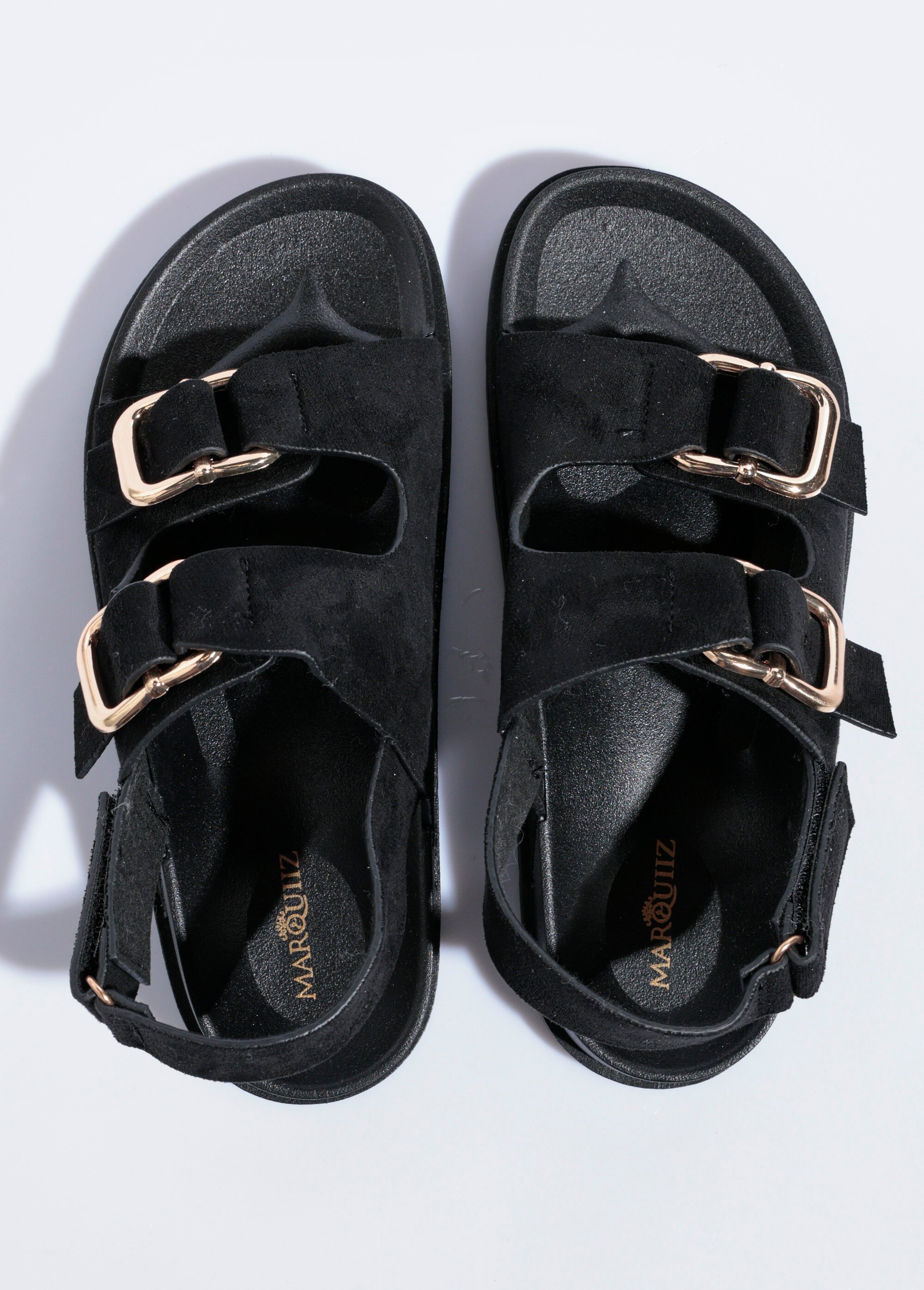 Mules suédine à boucles, semelle anatomique Femme Noir QUIZ3776 OV1