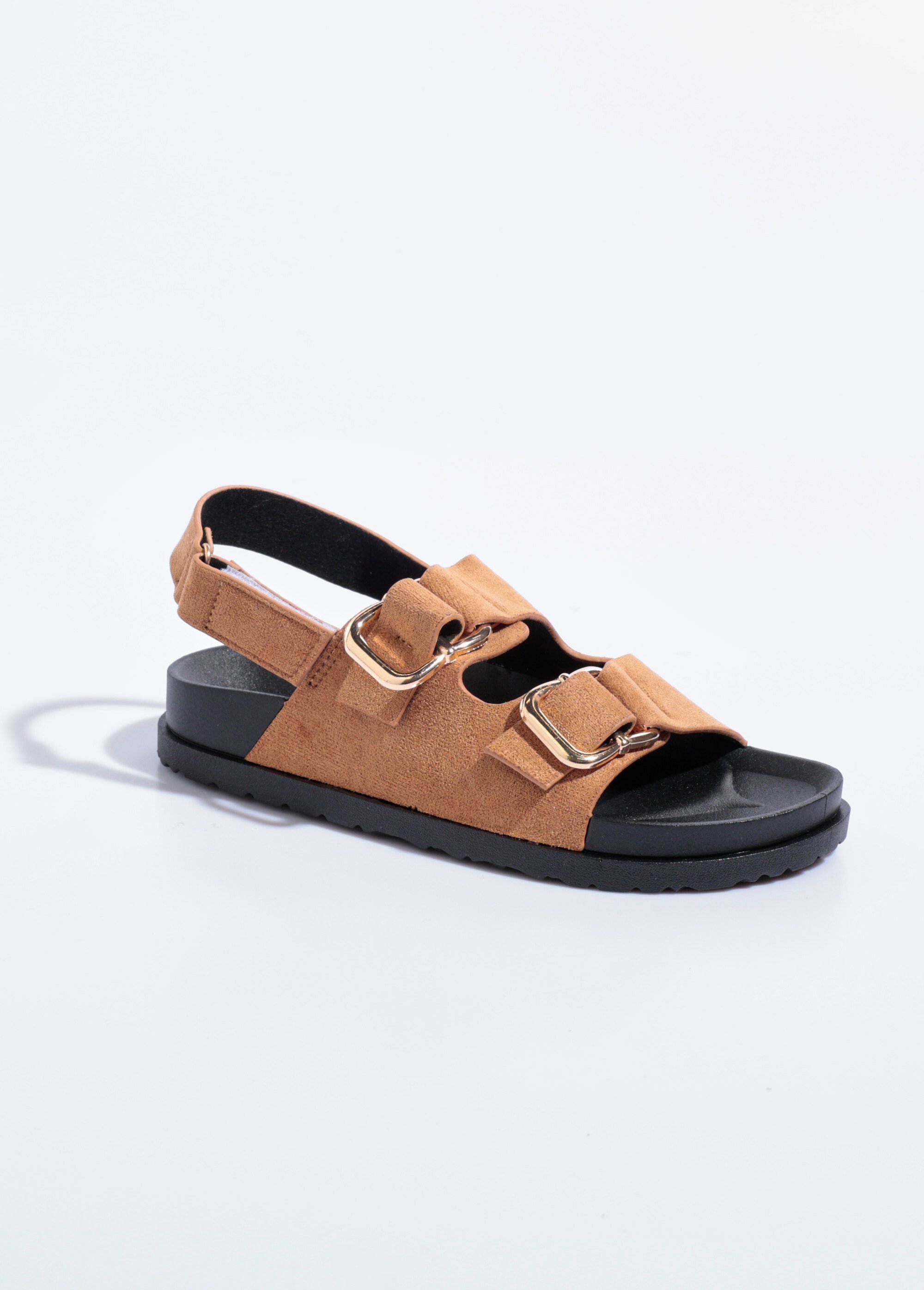 Mules suédine à boucles, semelle anatomique Femme Beige QUIZ3776 FA1