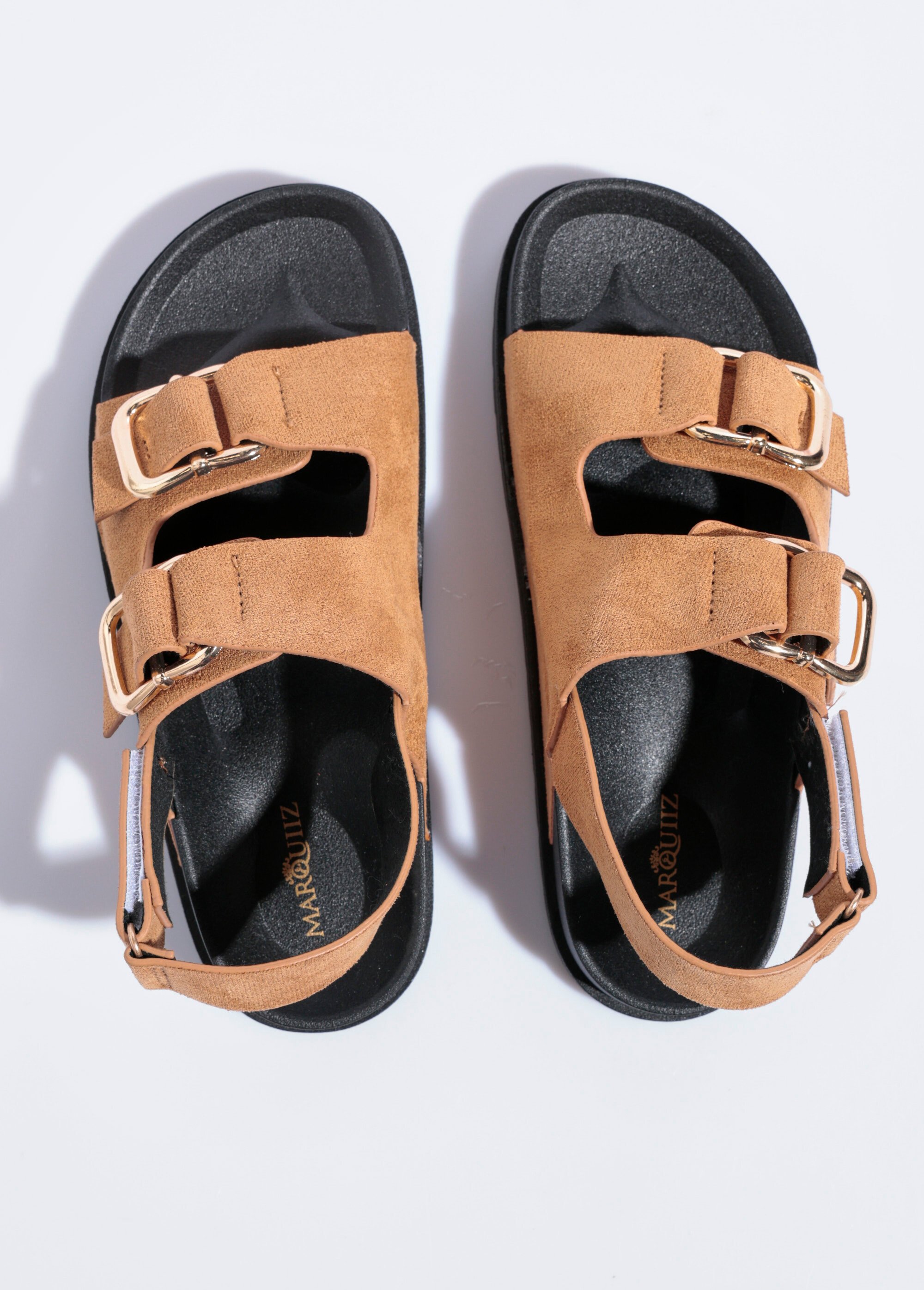 Mules suédine à boucles, semelle anatomique Femme Beige QUIZ3776 OV1