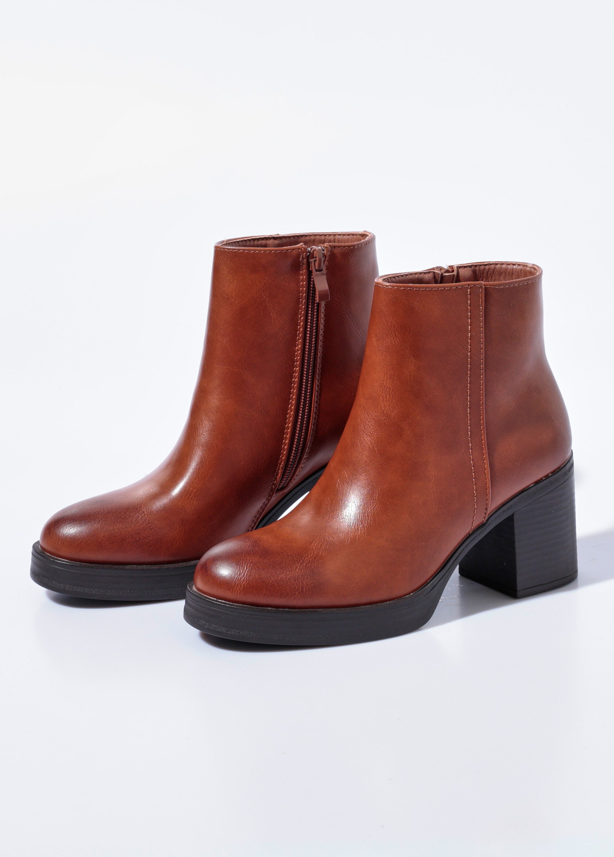 Boots à talon bout rond, semelle épaisse Femme Beige QUIZ6322 DE1
