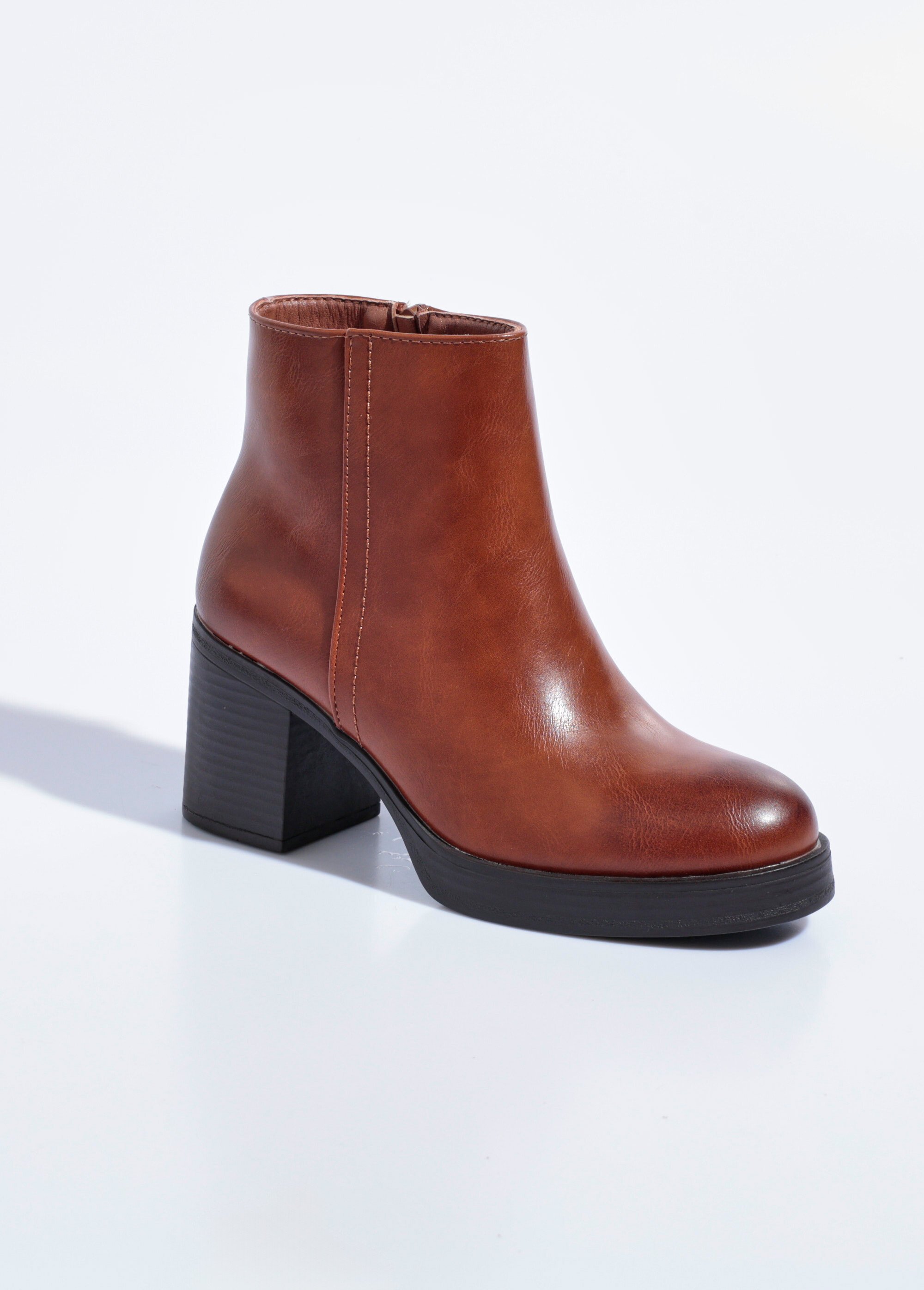 Boots à talon bout rond, semelle épaisse Femme Beige QUIZ6322 FA1