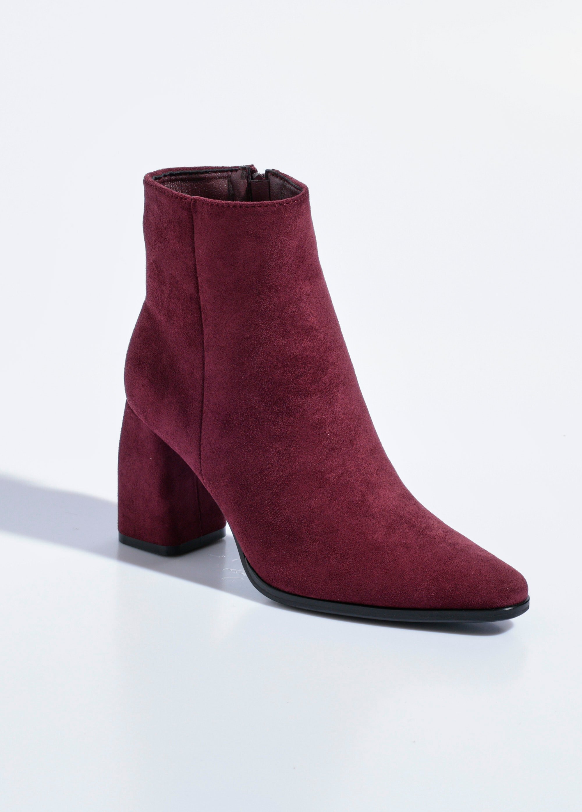 Boots suédine bout pointu et talon mode Femme Rouge QUIZ6371A FA1