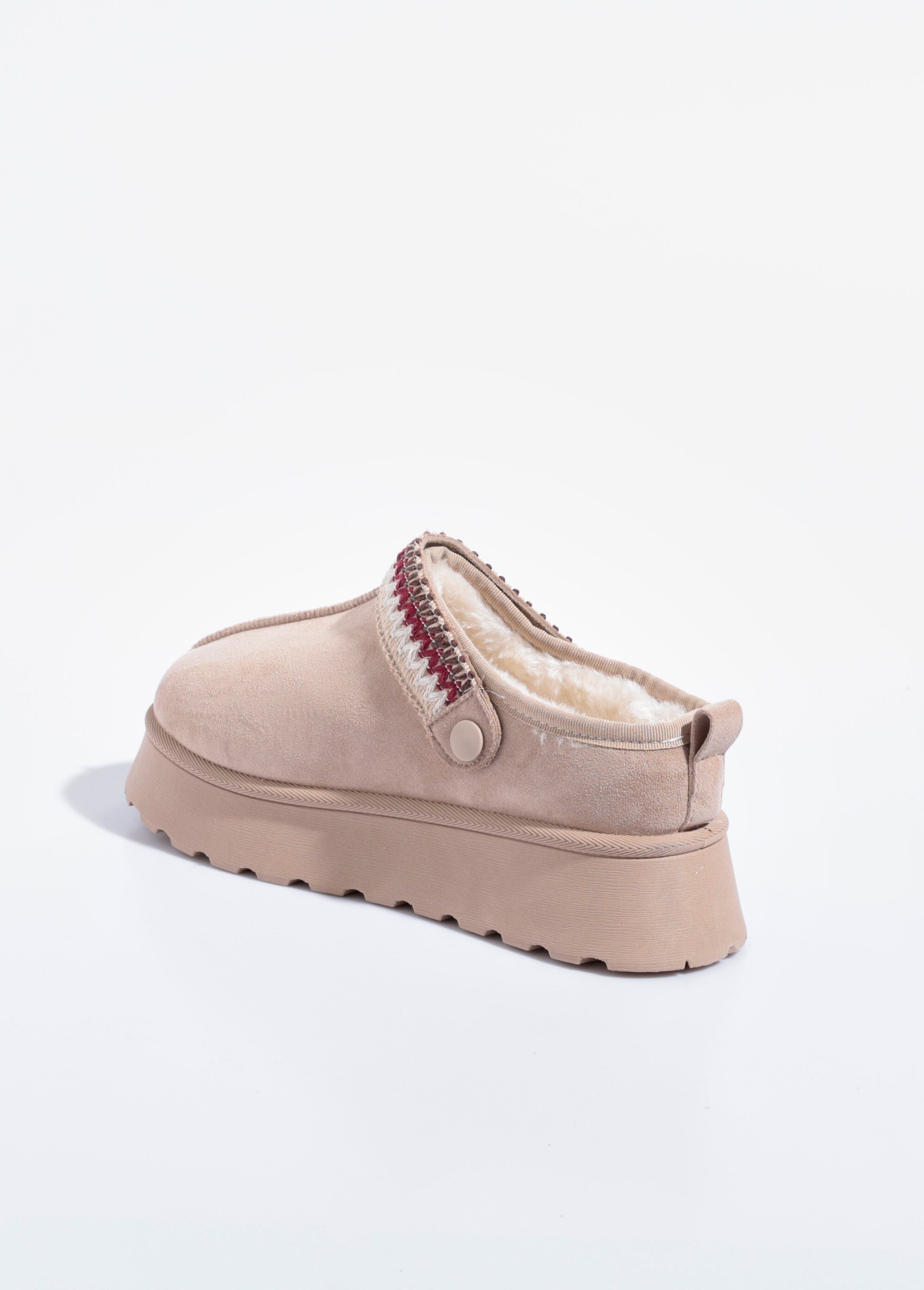 Mules compensées fourrées patte fantaisie Femme Beige QUIZ9003 DO1