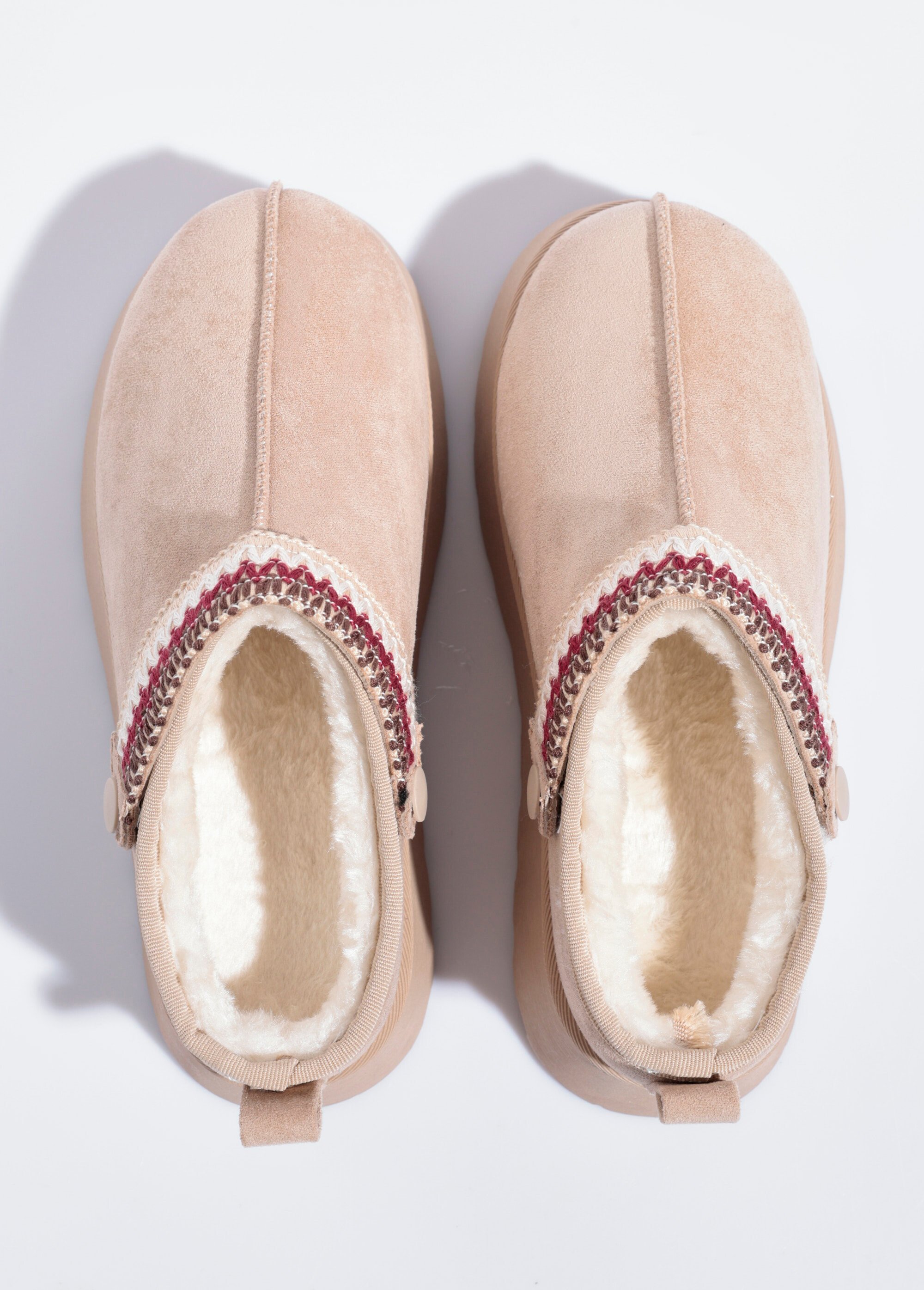 Mules compensées fourrées patte fantaisie Femme Beige QUIZ9003 OV1