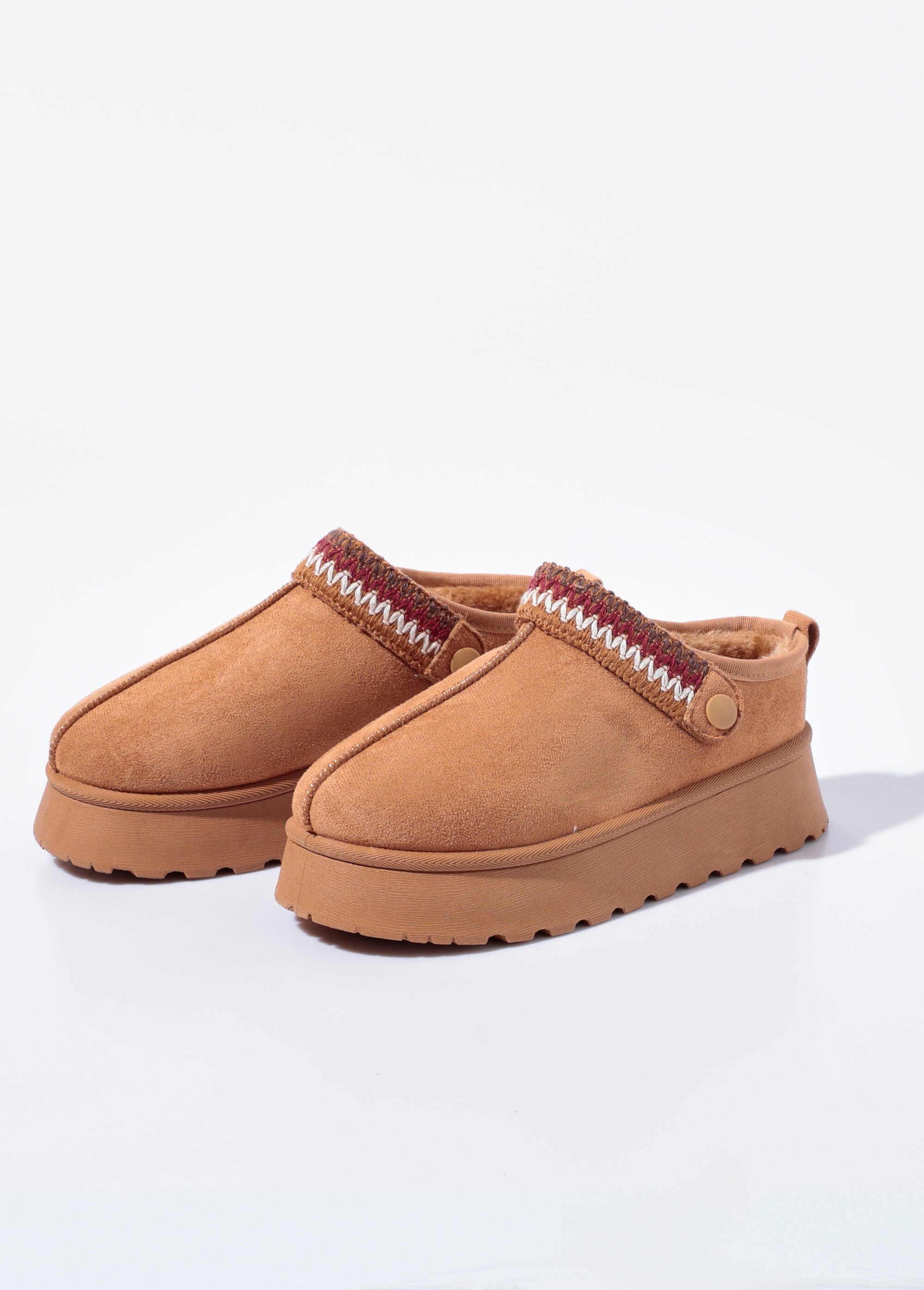 Mules compensées fourrées patte fantaisie Femme Beige QUIZ9003 DE1