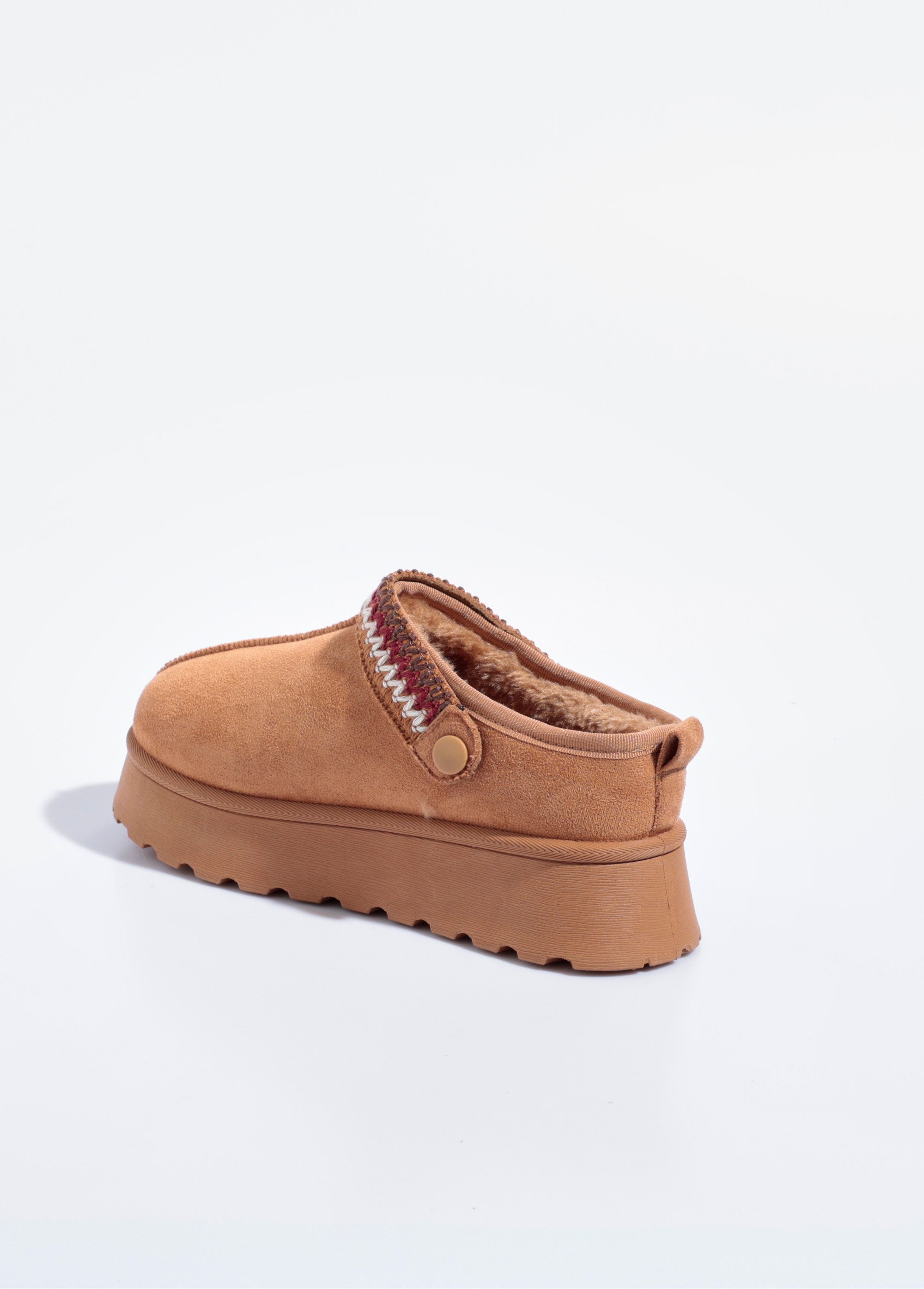 Mules compensées fourrées patte fantaisie Femme Beige QUIZ9003 DO1